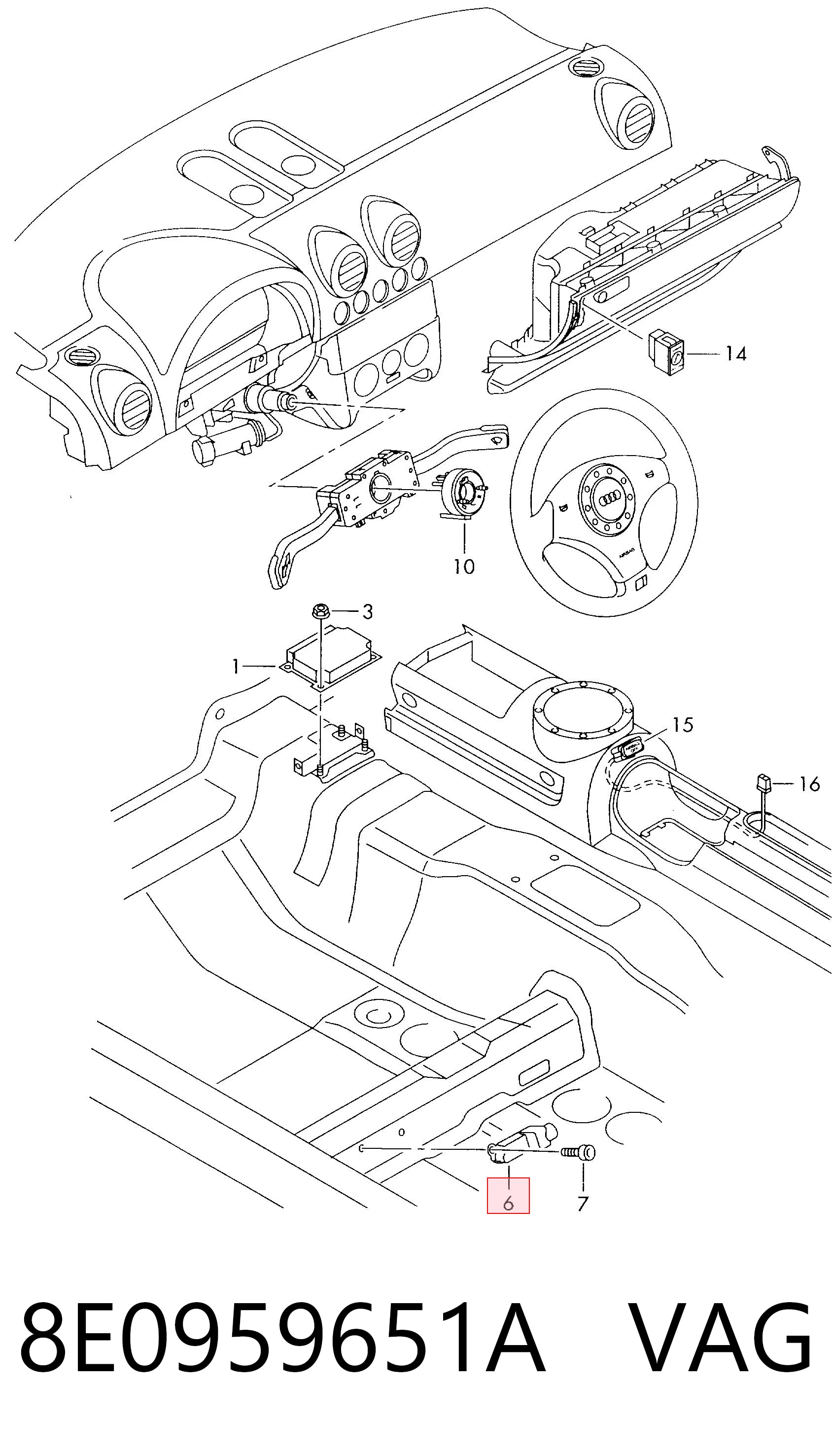 8E0959651A VAG Sensor de aceleración longitudinal