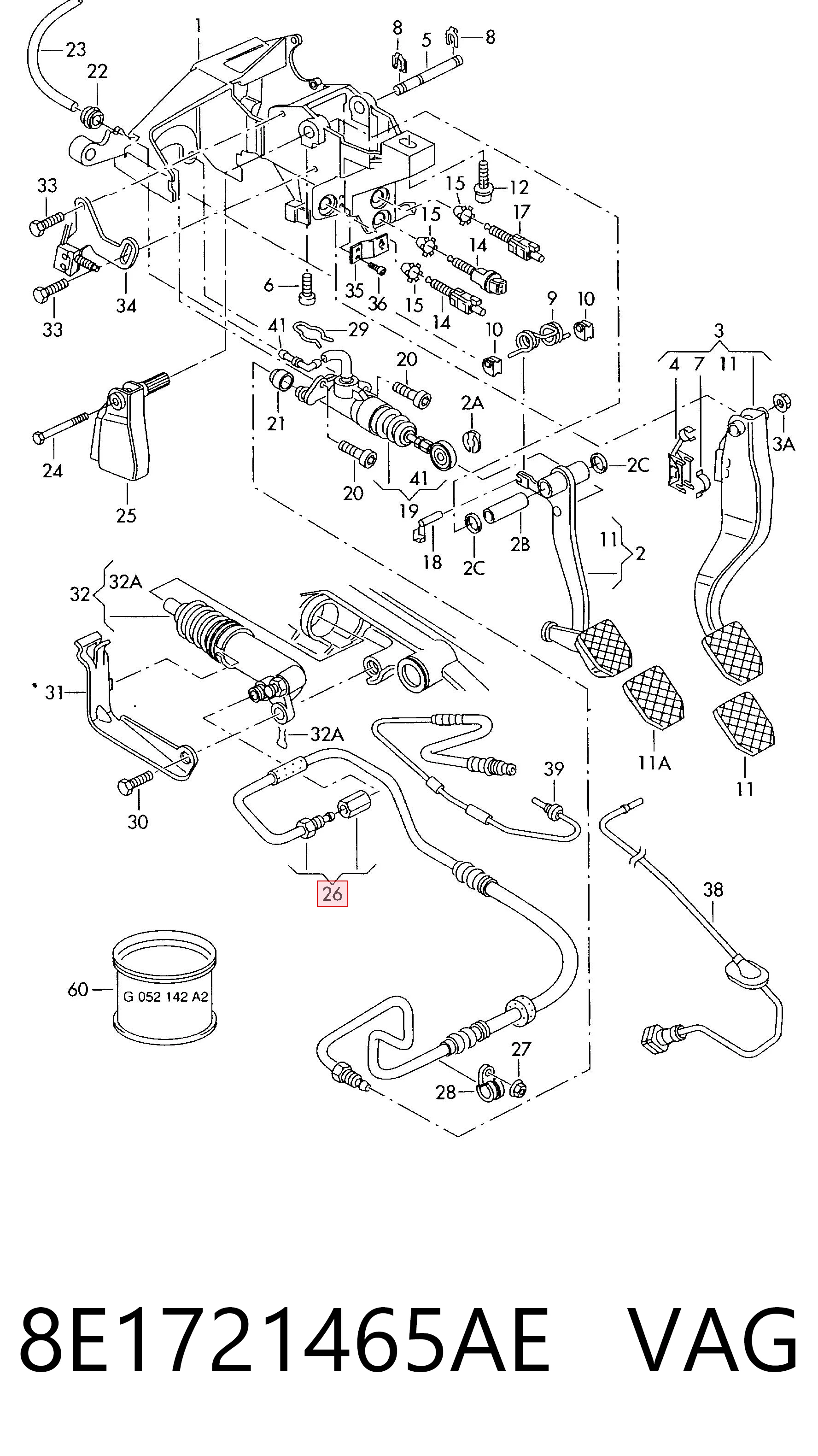 8E1721465AE VAG Tubo flexible de embrague