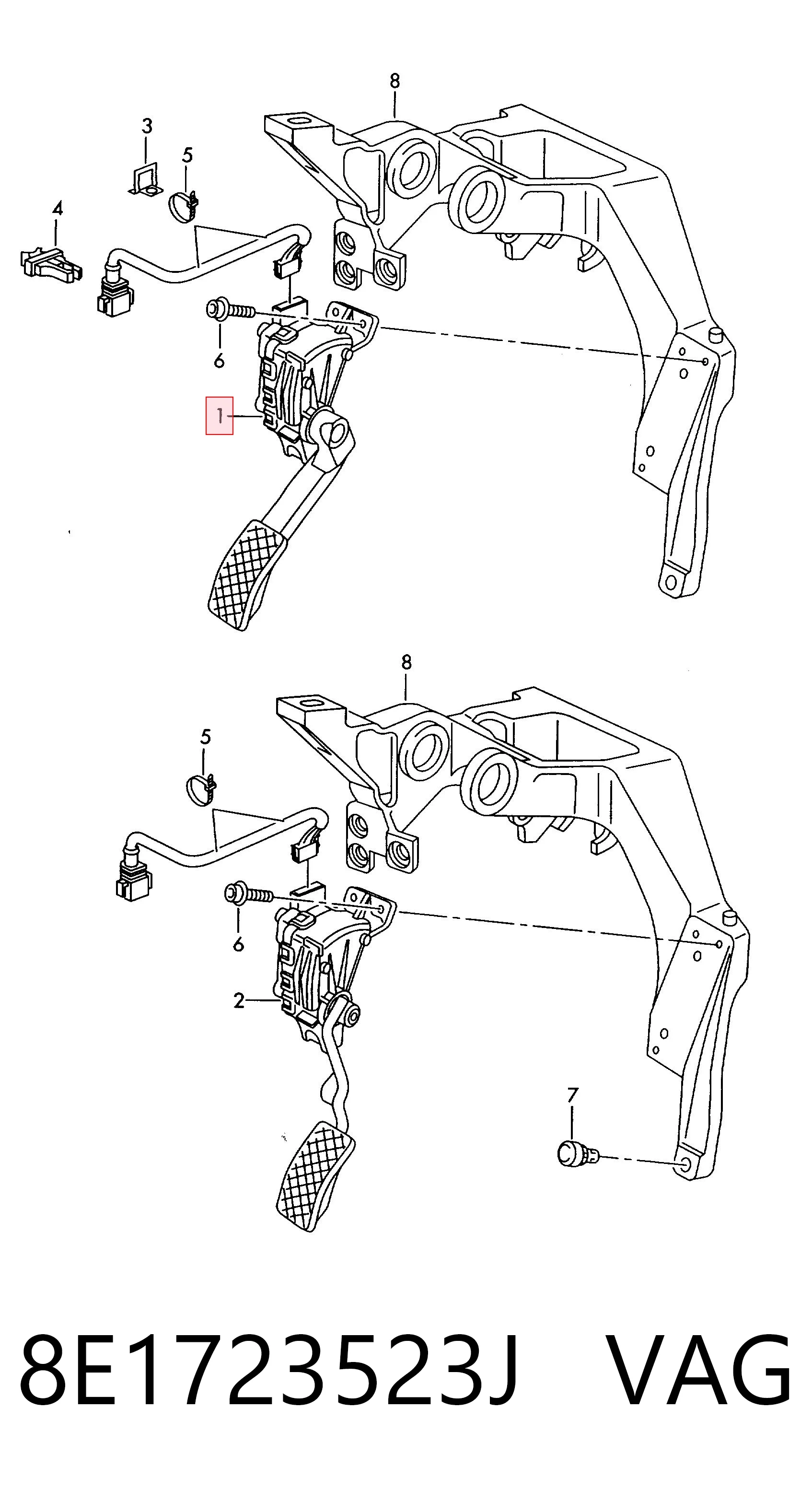 8E1723523J VAG Pedal de aceleracion
