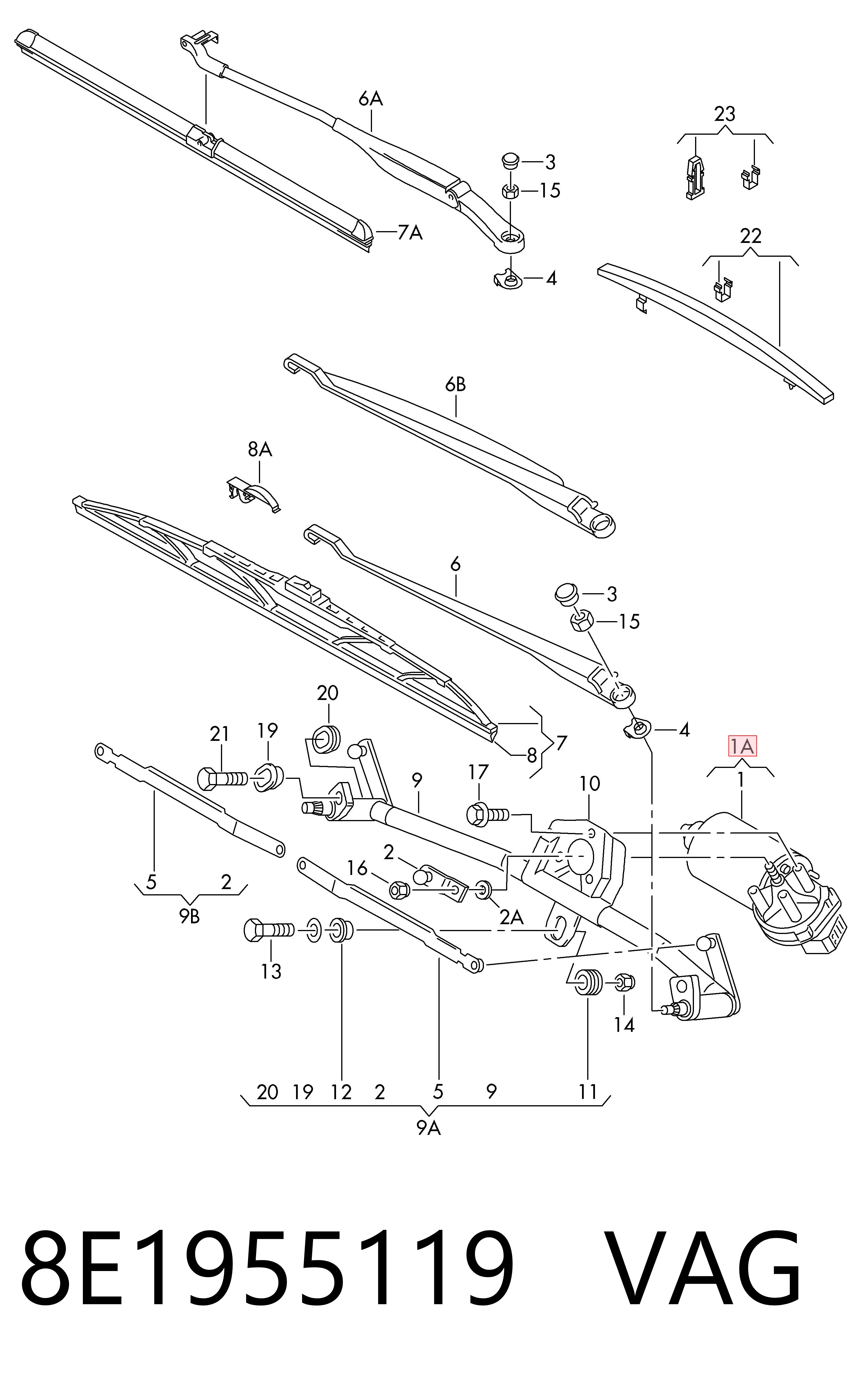 8E1955119 VAG Motor del limpiaparabrisas