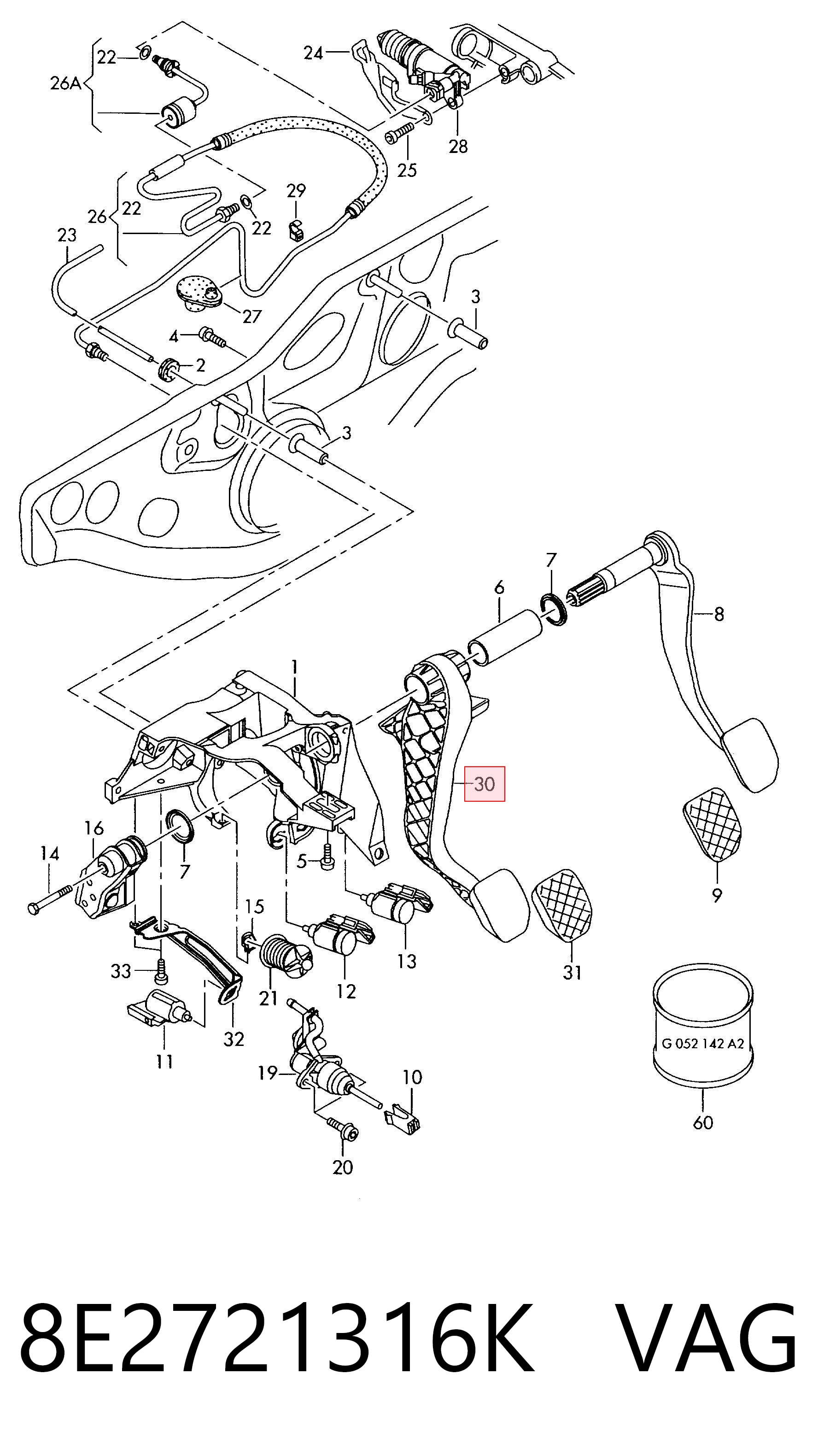Comprar Pedal de embrague Audi A4  8E2 a bajo precio
