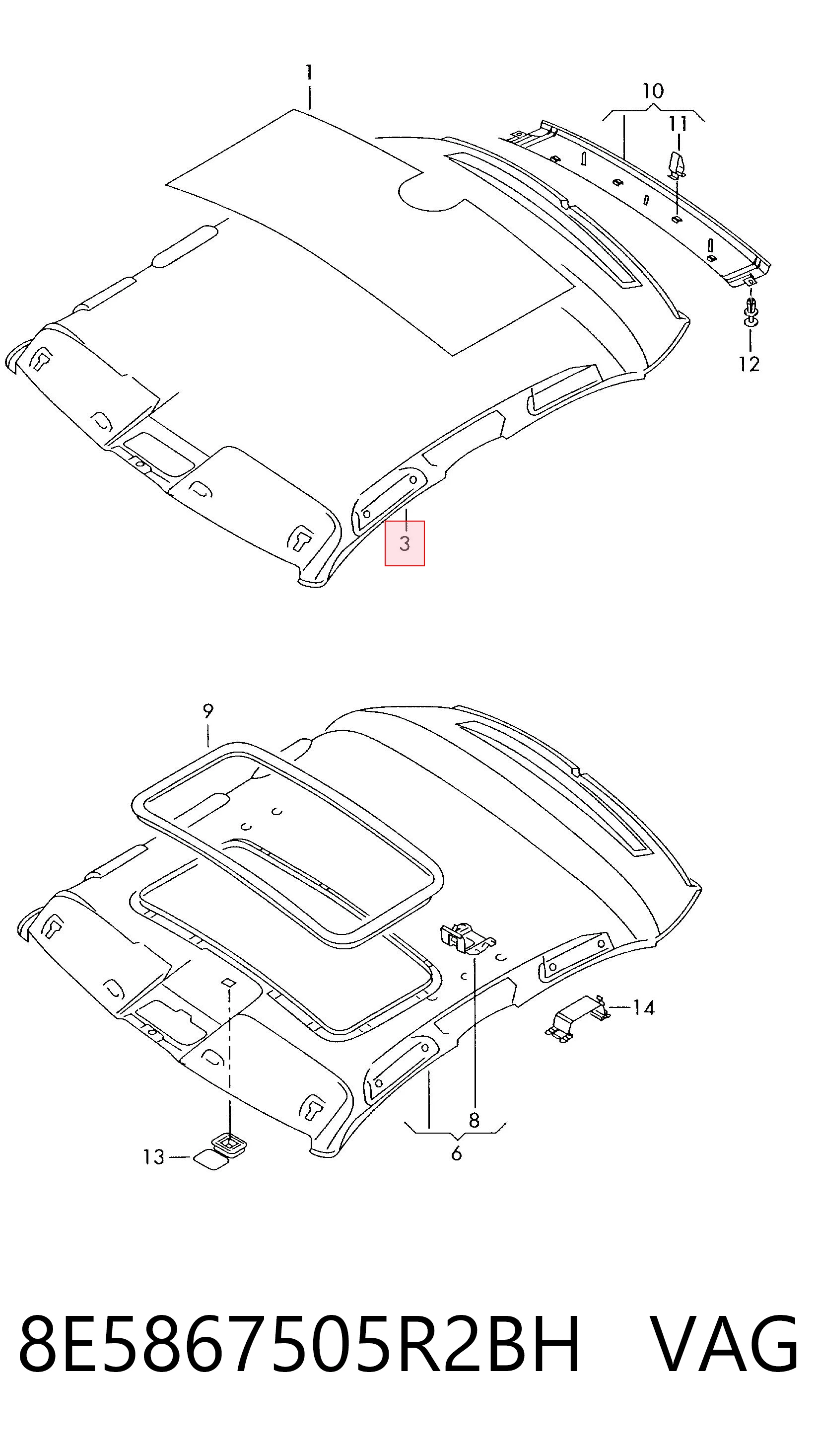 Comprar Guarnecido de techo Audi A4  8E2 a bajo precio