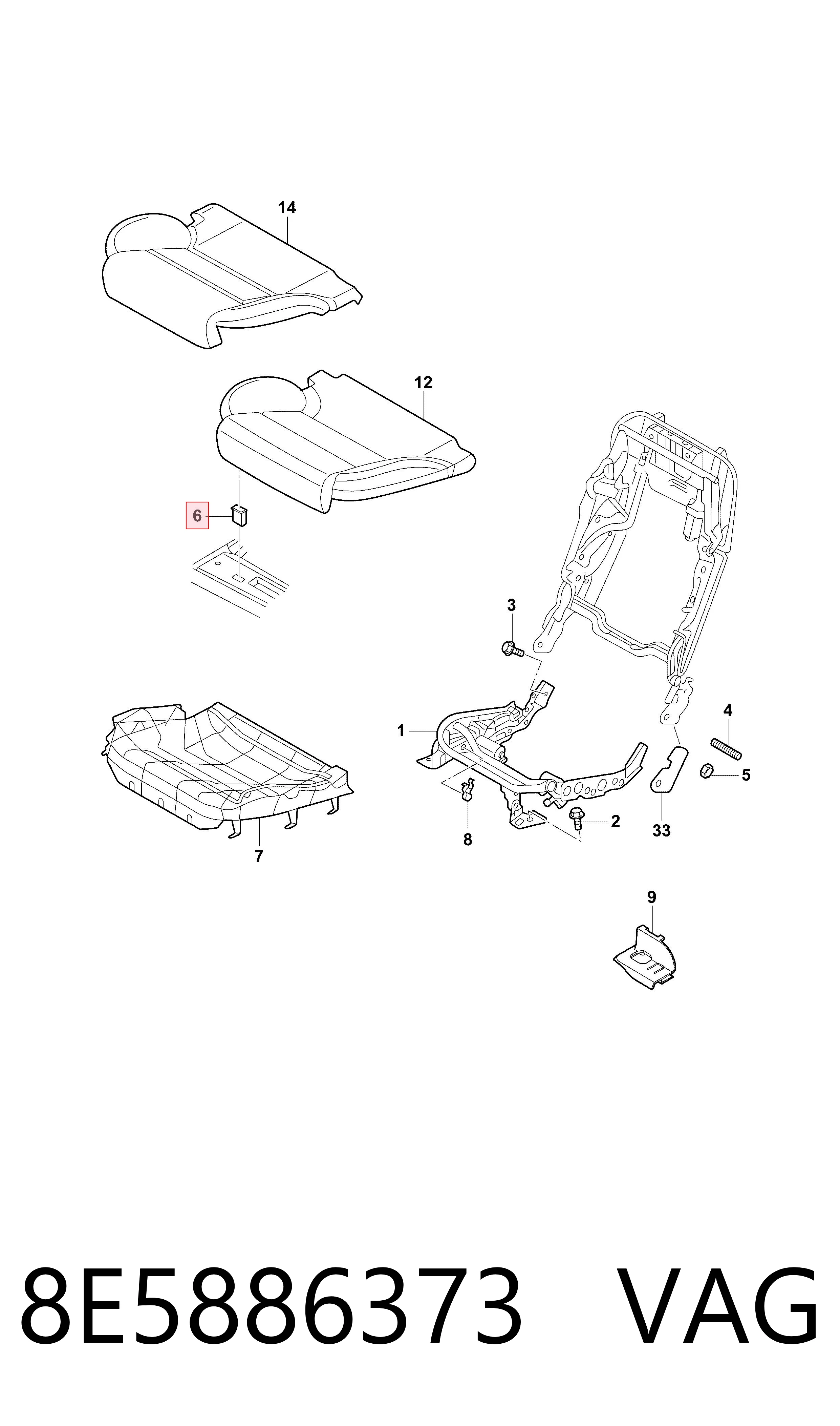 8E5886373 VAG Fijador de asiento trasero
