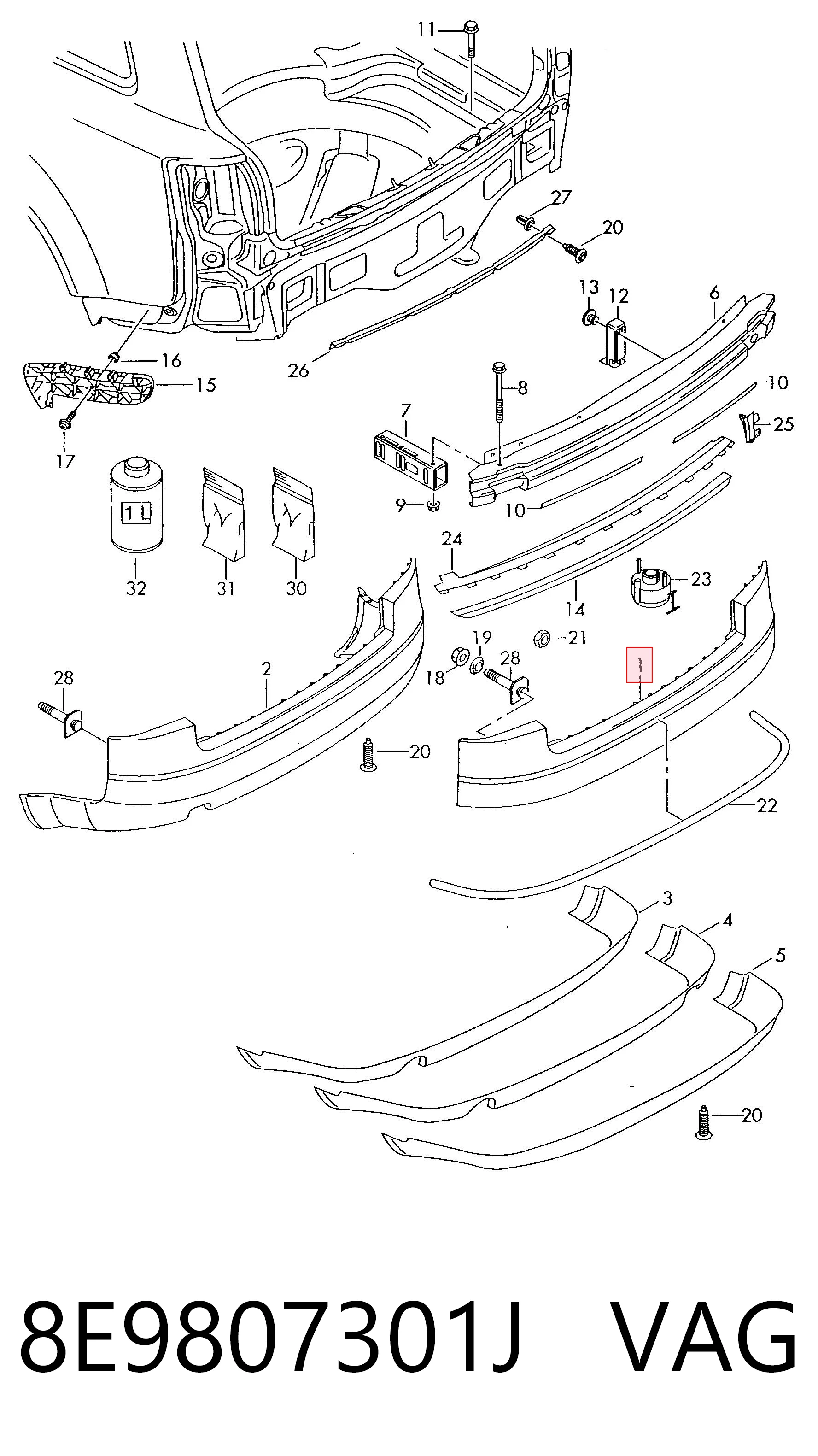 Defensa trasero para Audi A4 Avant B6 8E5