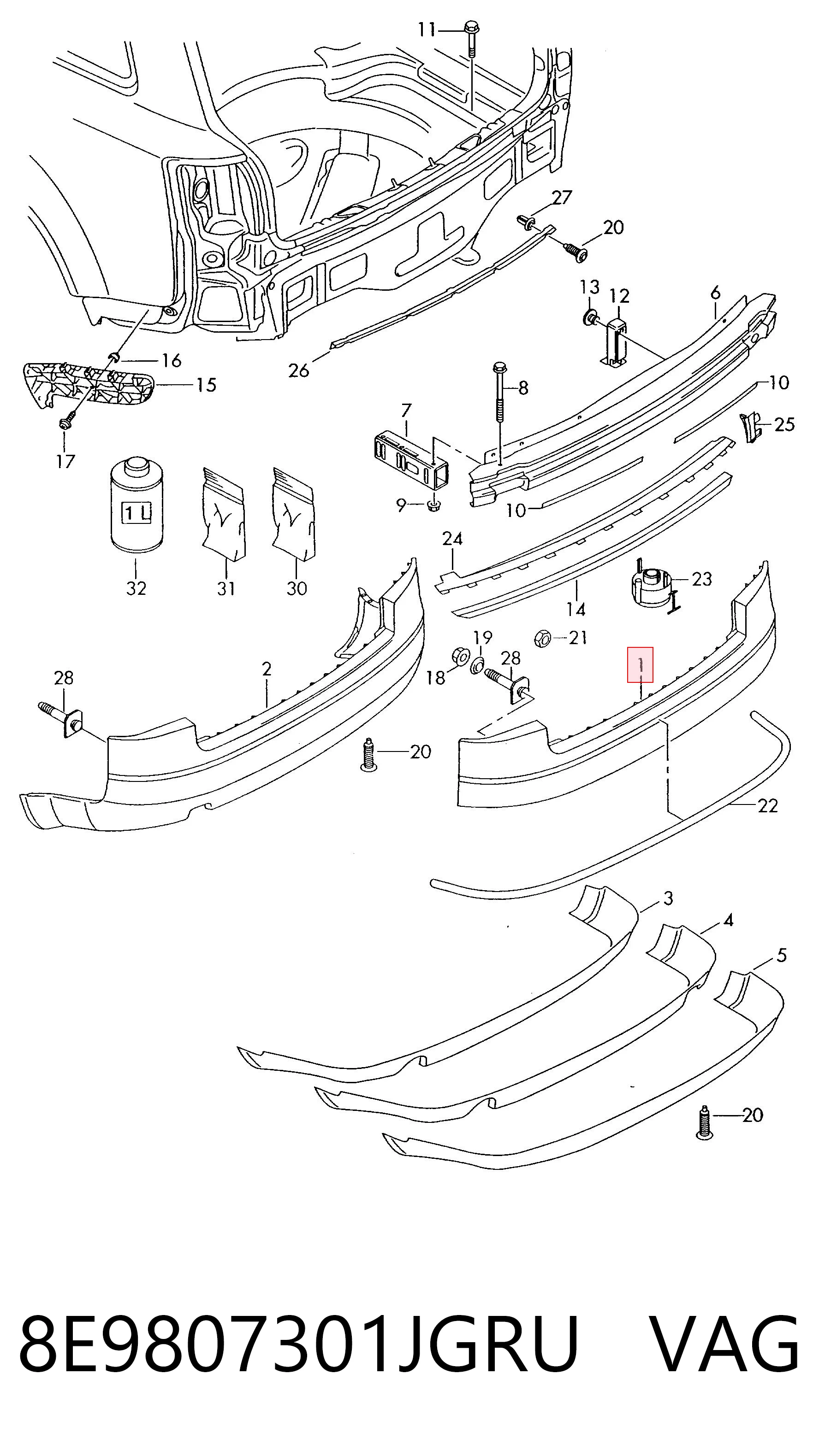 Comprar Parachoques trasero Audi A4  8E5 a bajo precio