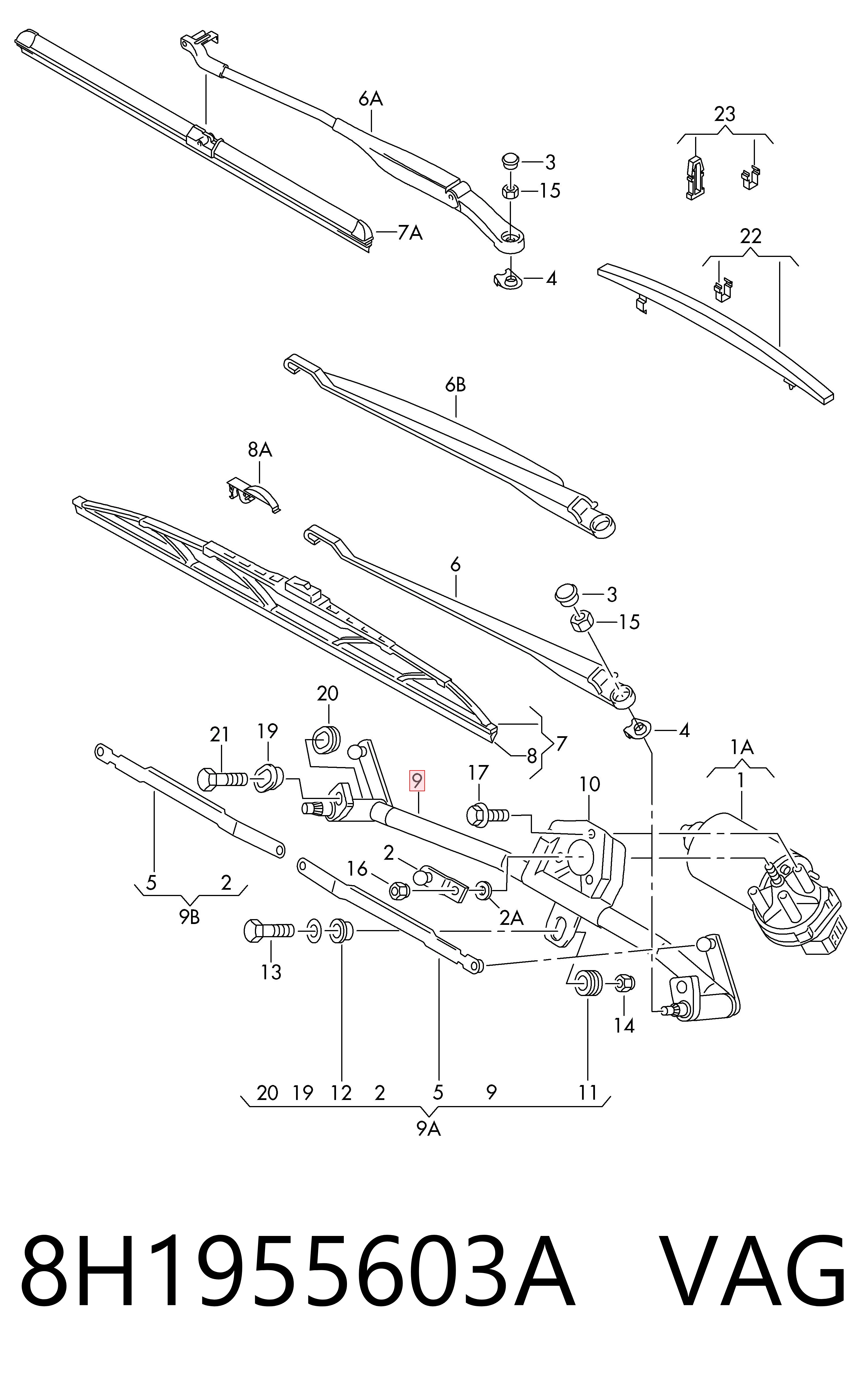 Varilla de limpiaparabrisas para Audi A4 8H7