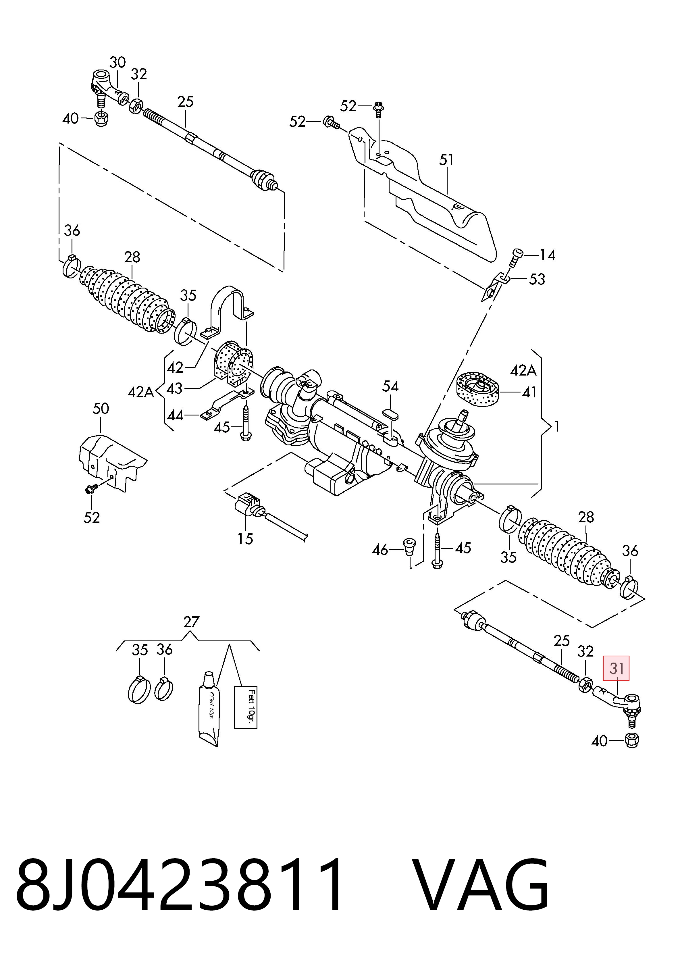 Rótula barra de dirección para Audi TT 8J3