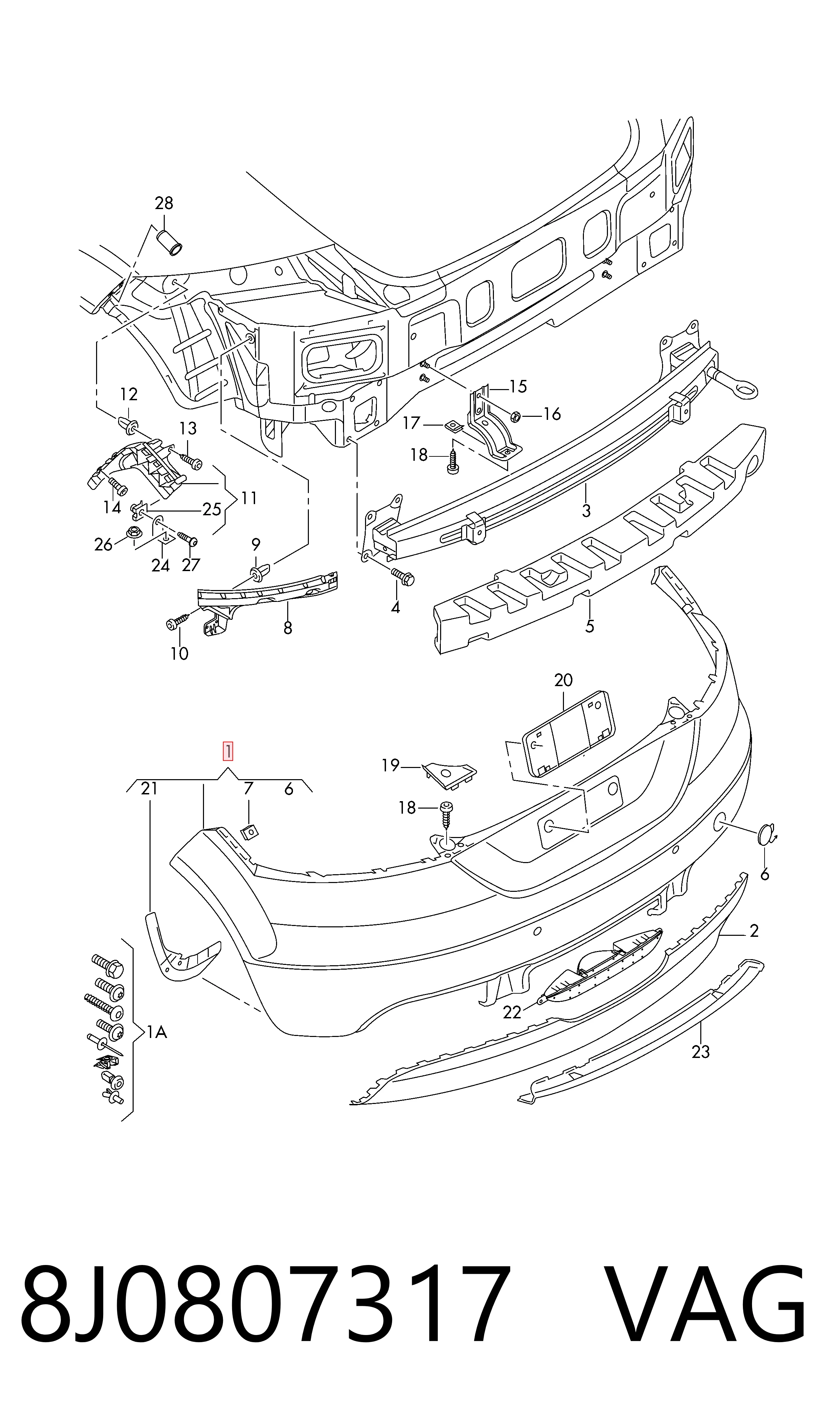 Defensa trasero para Audi TT  8J3