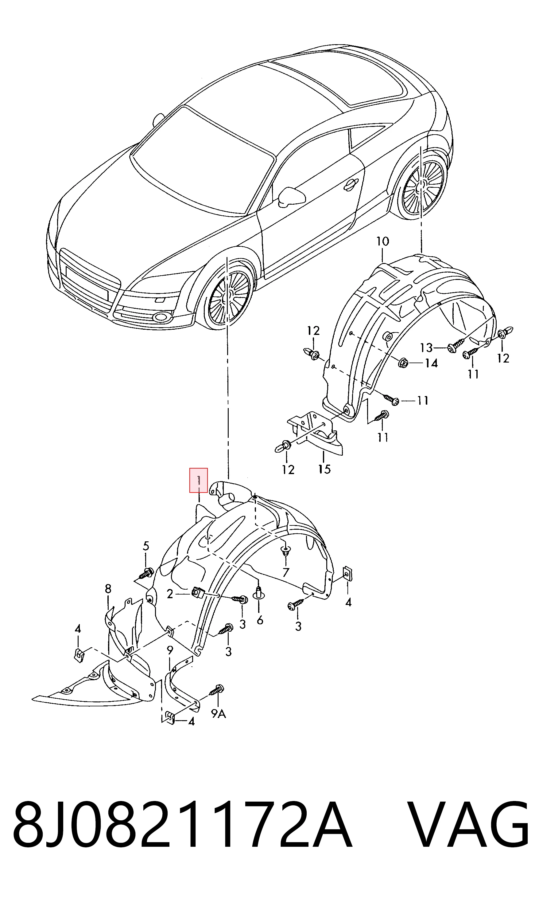 Paso rueda delantero derecho para Audi TT  8J3