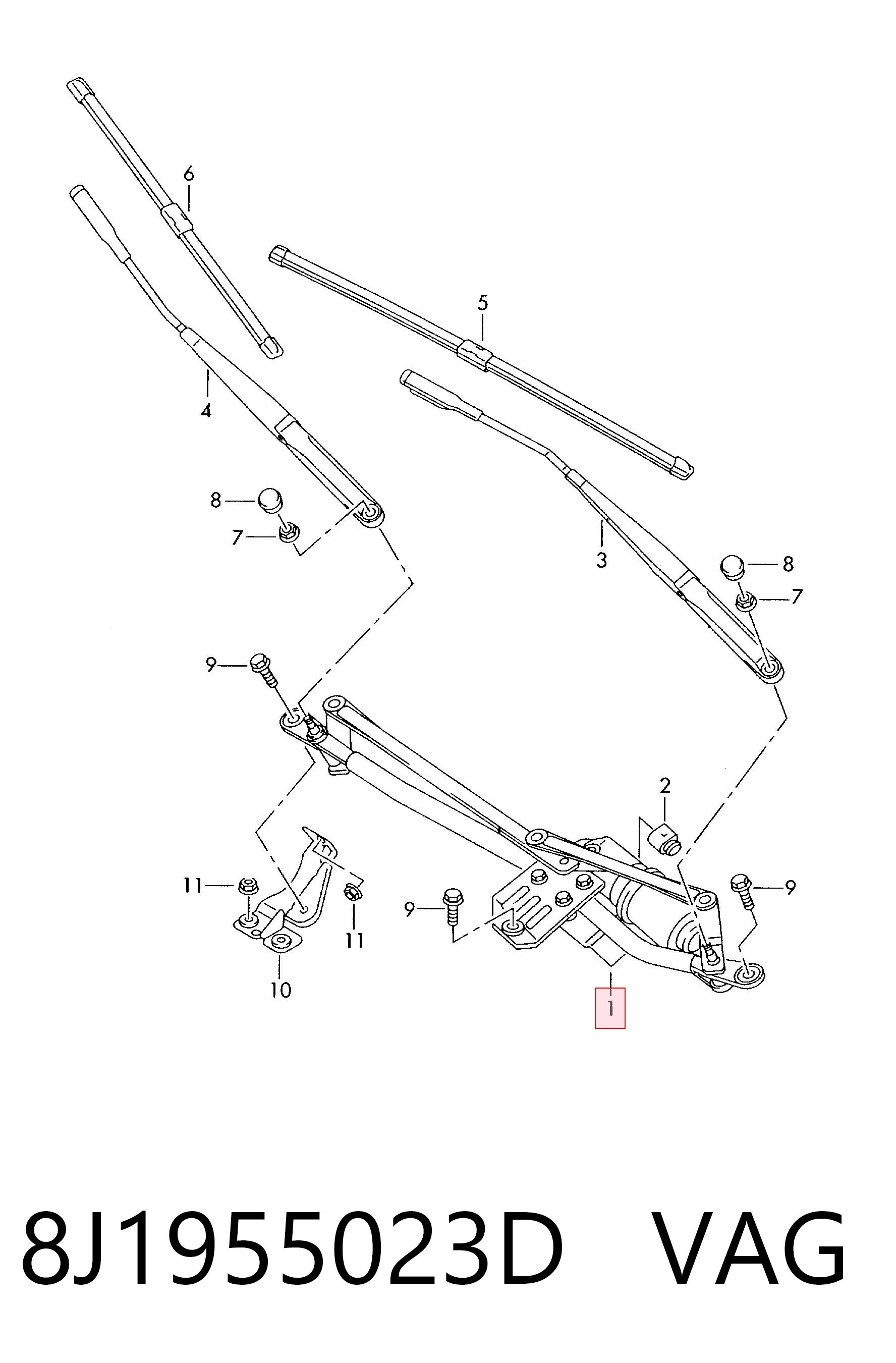 Comprar Trapezio del limpiaparabrisas Audi TT  8J3 a bajo precio