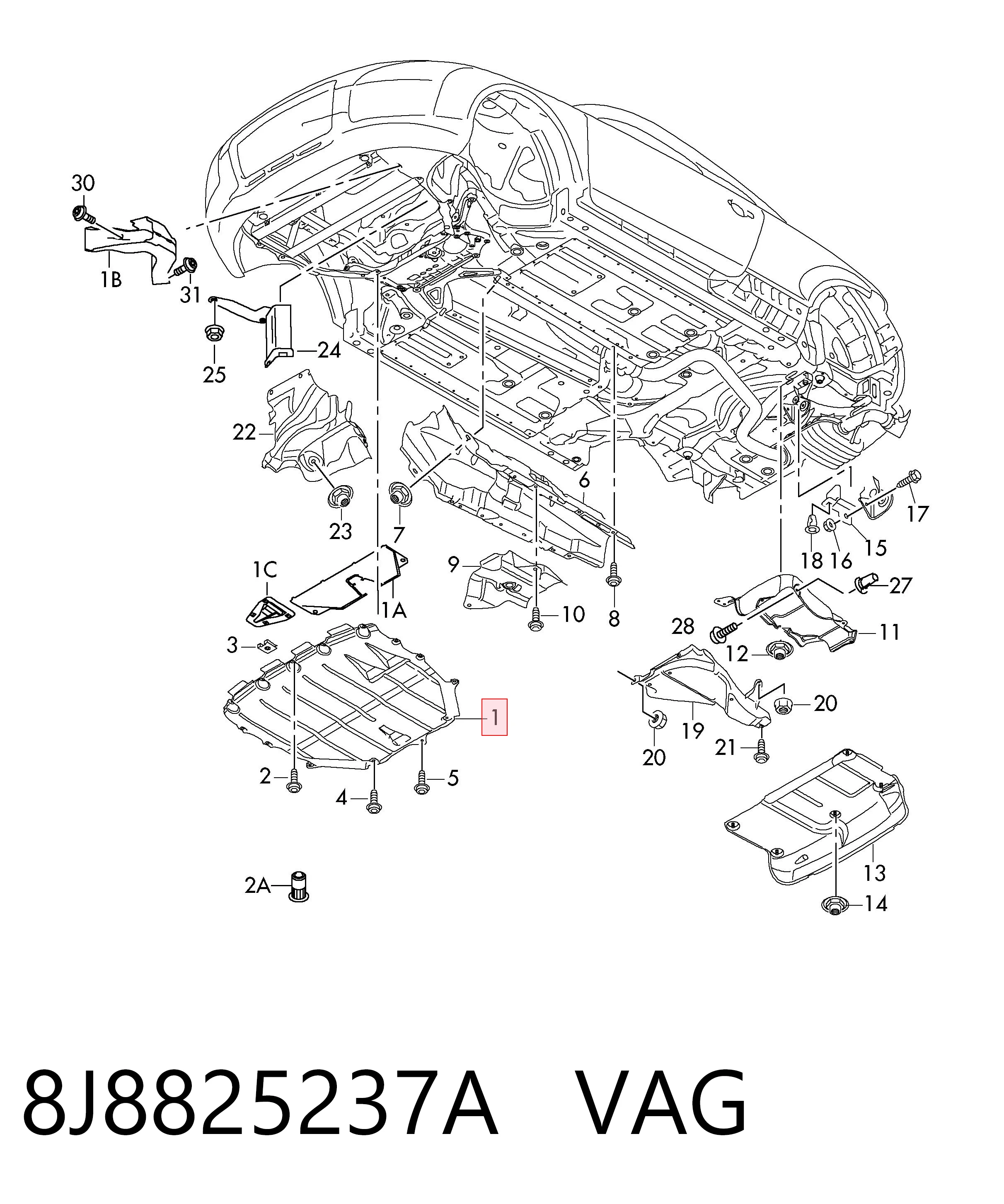 8J8825237A VAG Protección de cárter