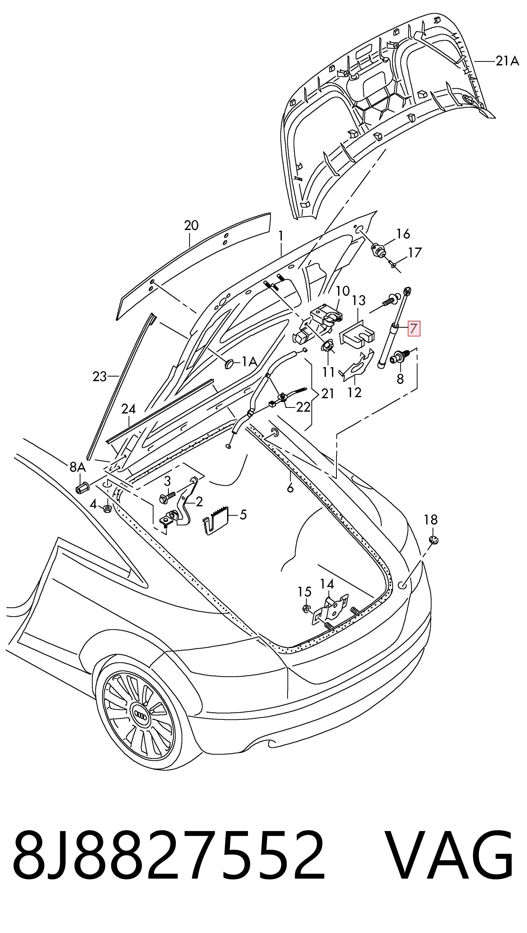 Comprar Amortiguador de la tapa del maletero Audi TT  8J3 a bajo precio