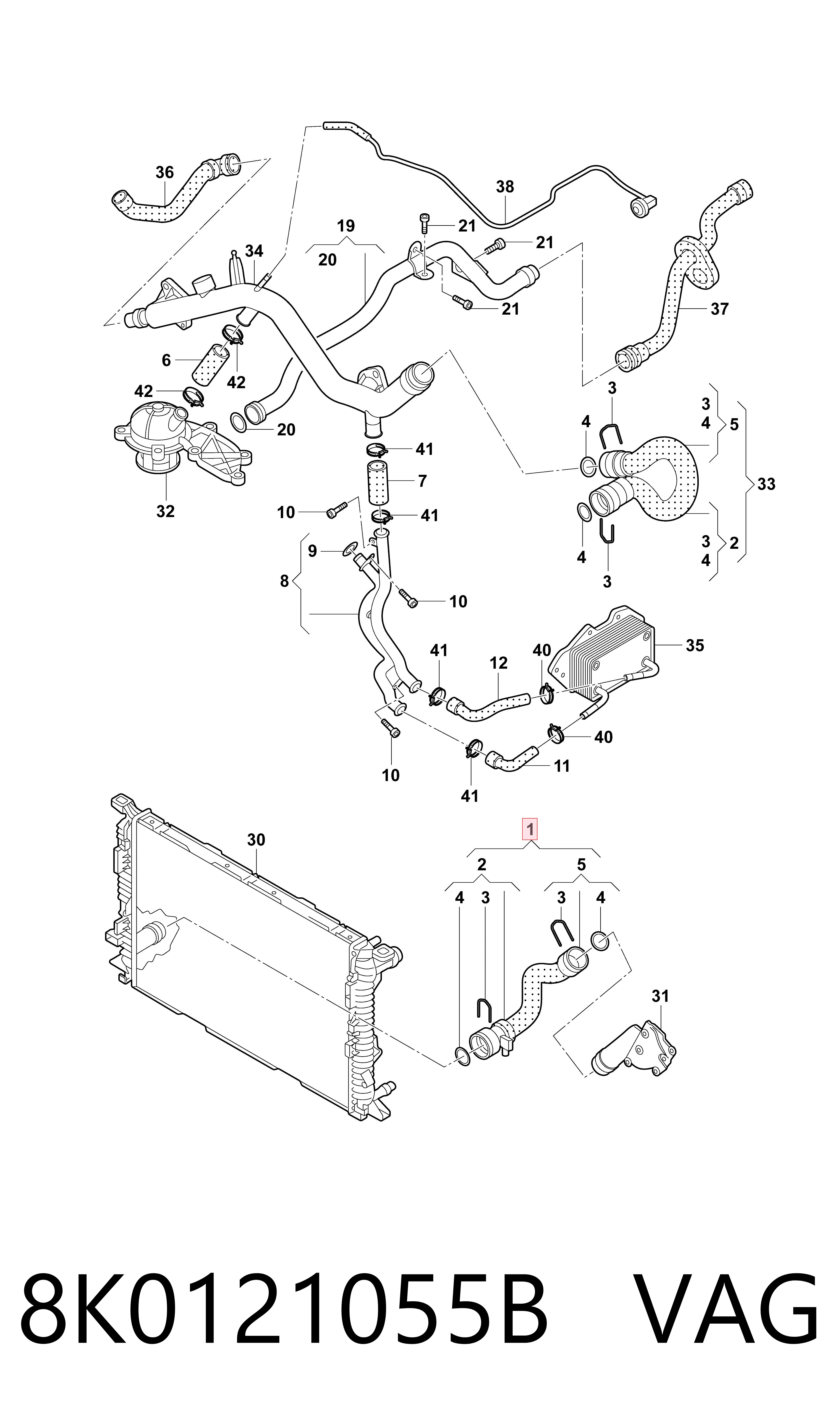 Manguera inferior del radiador VAG 8K0121055B precio, desde 38,28 EUR
