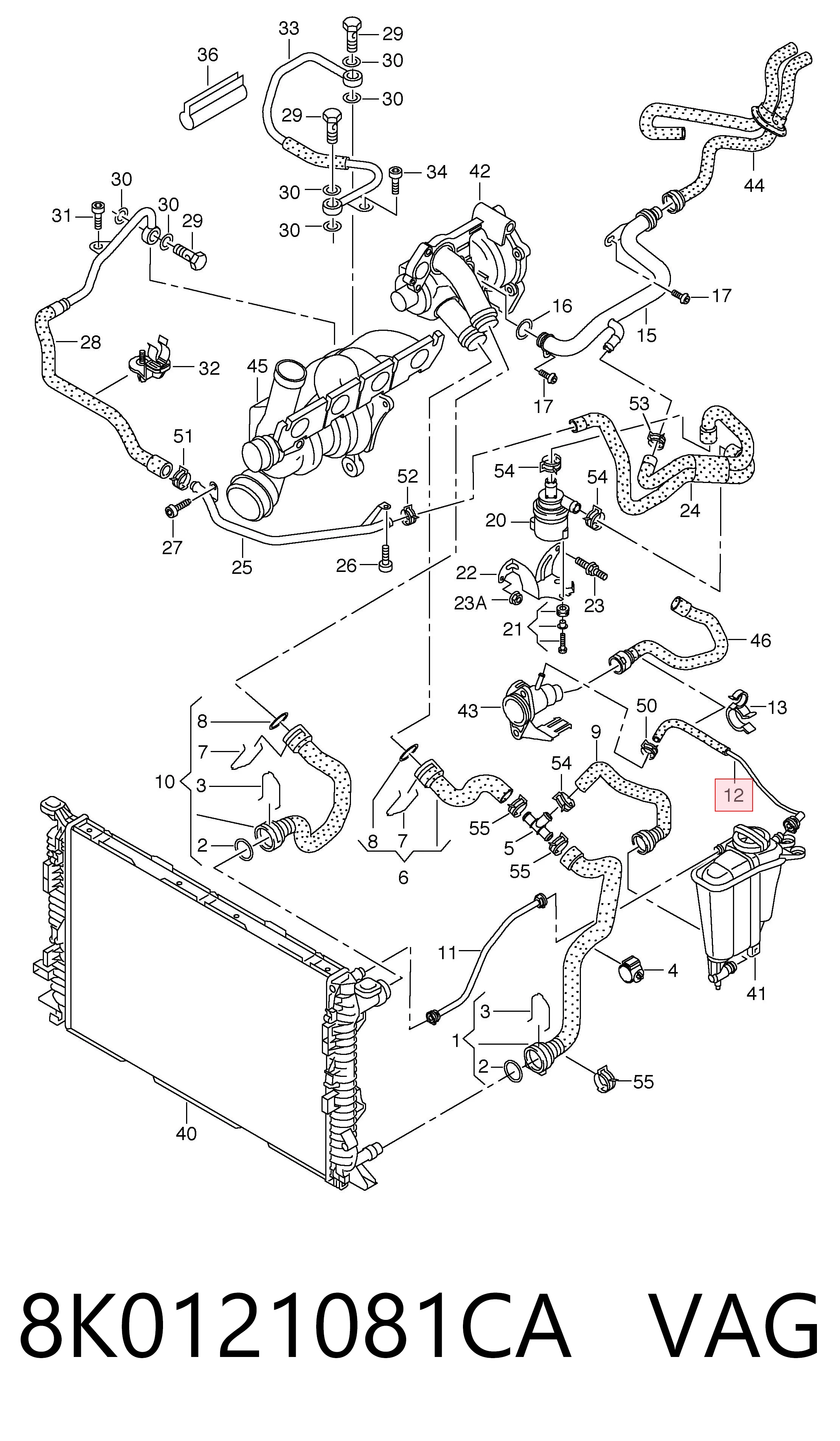 Manguera radiador 8K0121081CA VAG