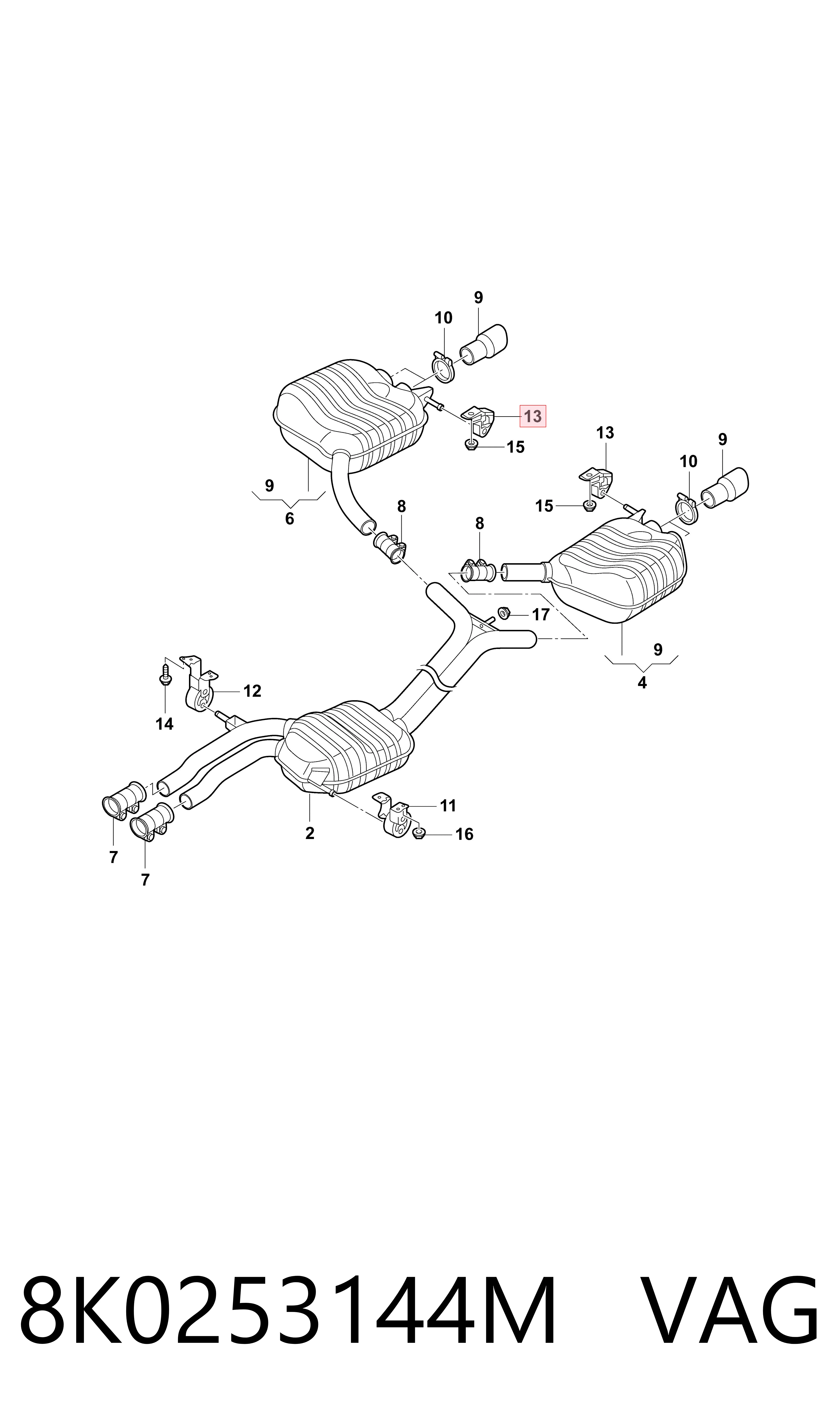 8K0253144M VAG Soporte de escape