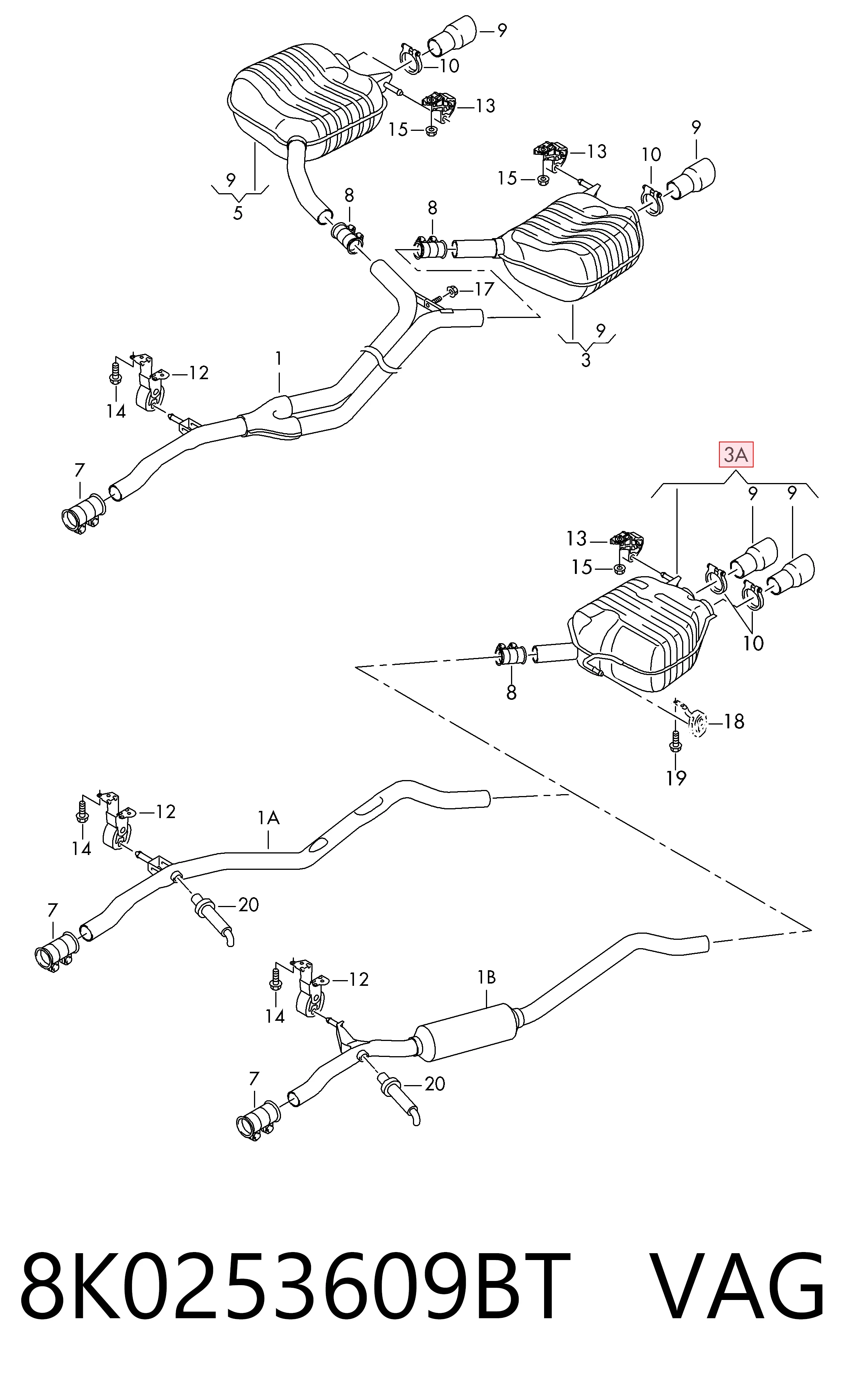 Comprar Silenciador trasero Audi A5  8TA a bajo precio