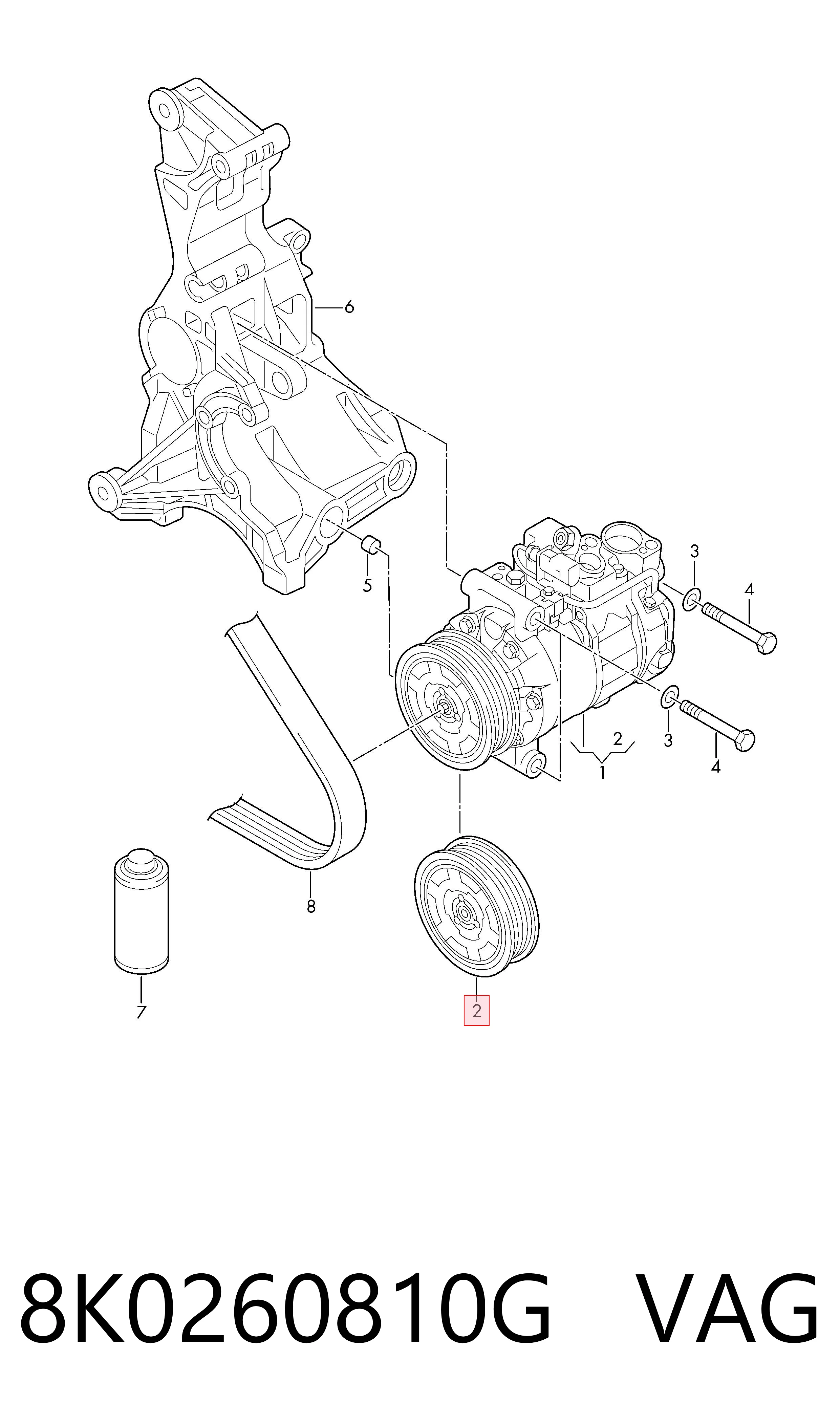 8K0260810G VAG Polea del compresor de aire acondicionado