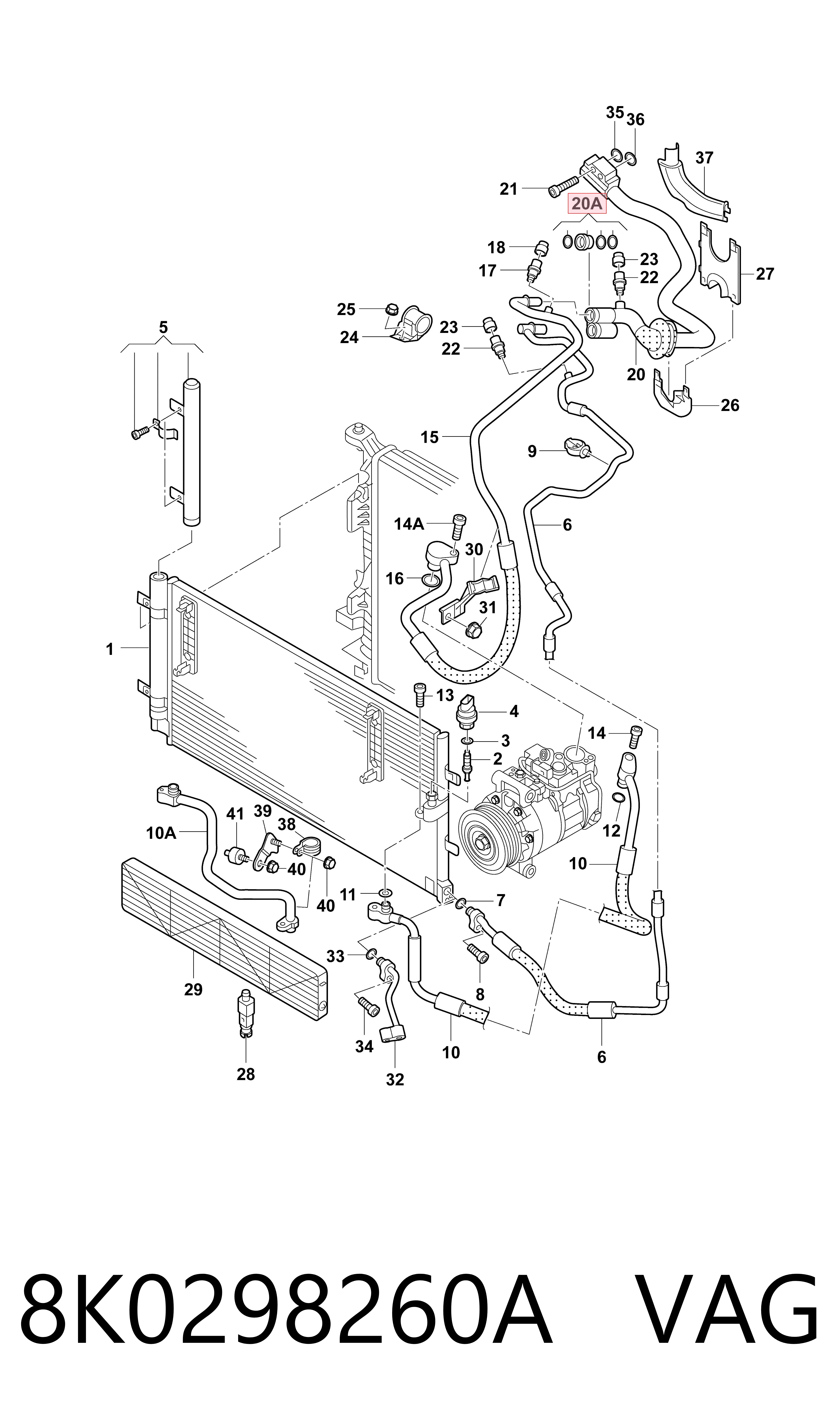 8K0298260A VAG Kit de reparación de compresor de aire acondicionado