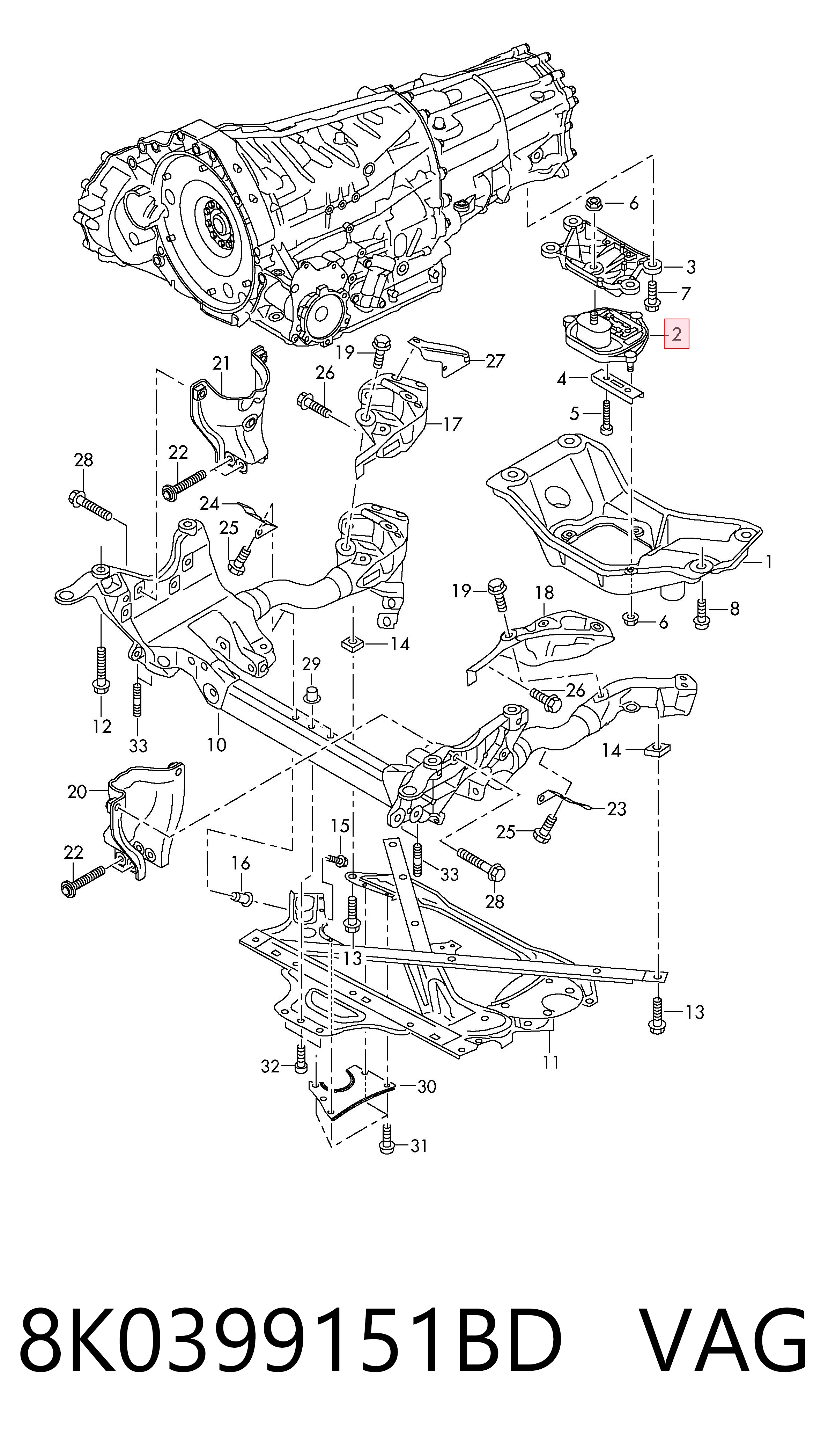 8K0399151BD VAG Soporte de caja de velocidades