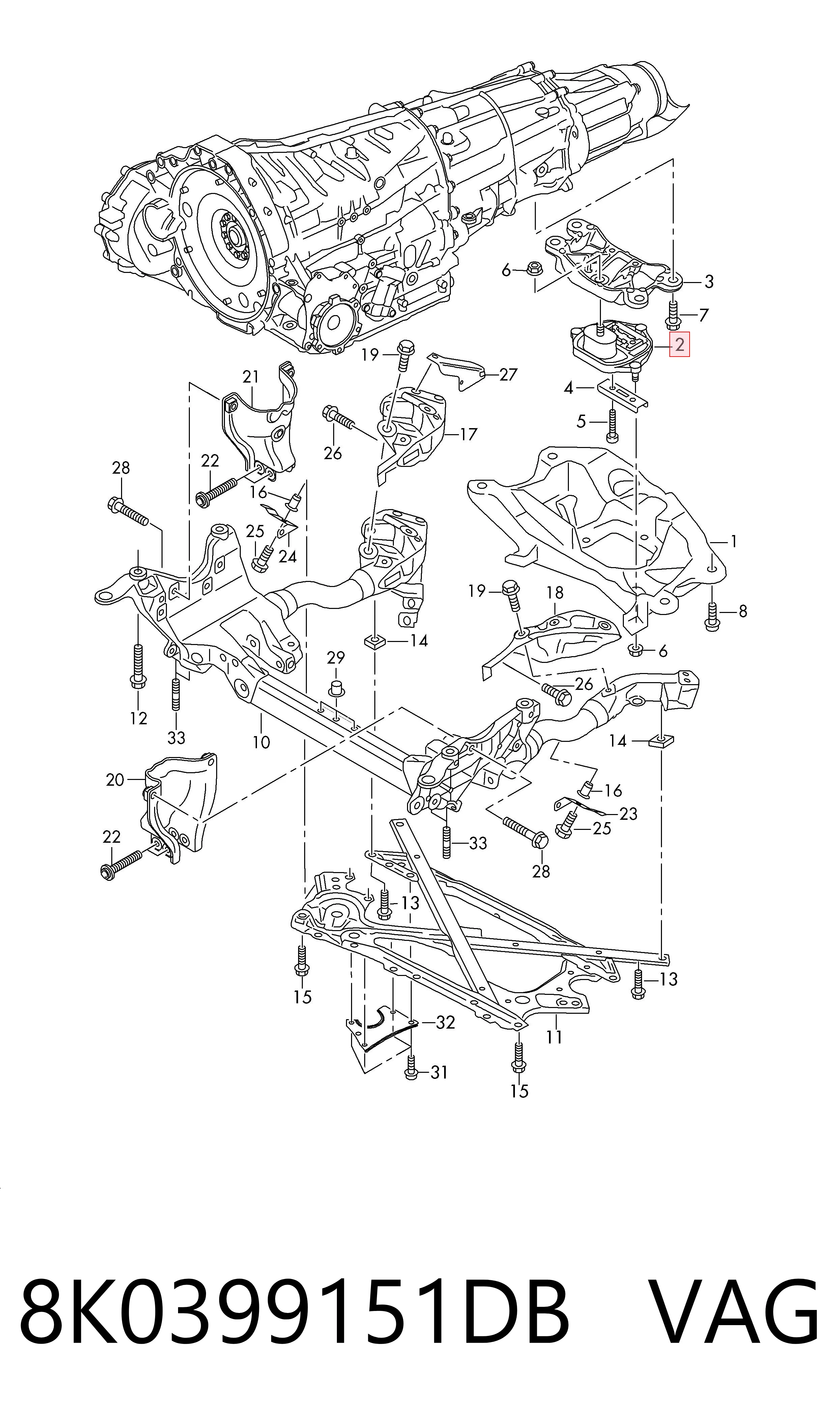 8K0399151DB VAG Soporte de caja de velocidades