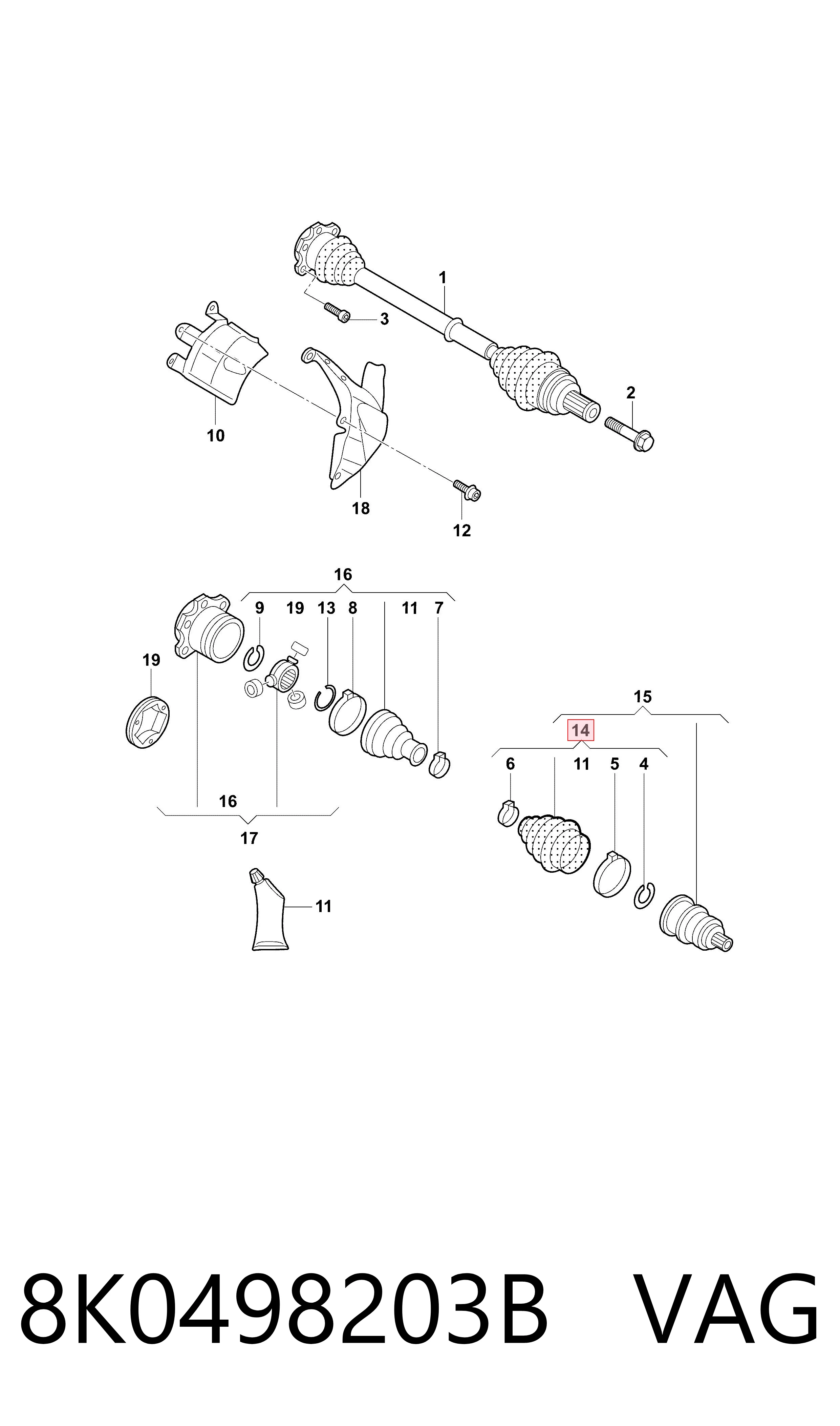 Fuelle, palier delantero exterior VAG 8K0498203B precio, desde 15,37 EUR