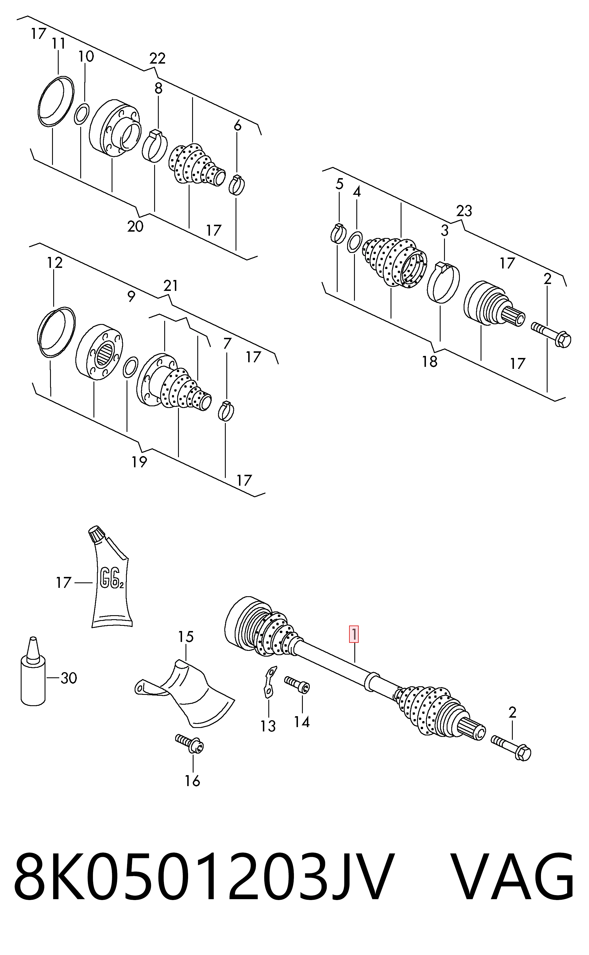Semieje trasero para Audi A4 Avant B8 8K5