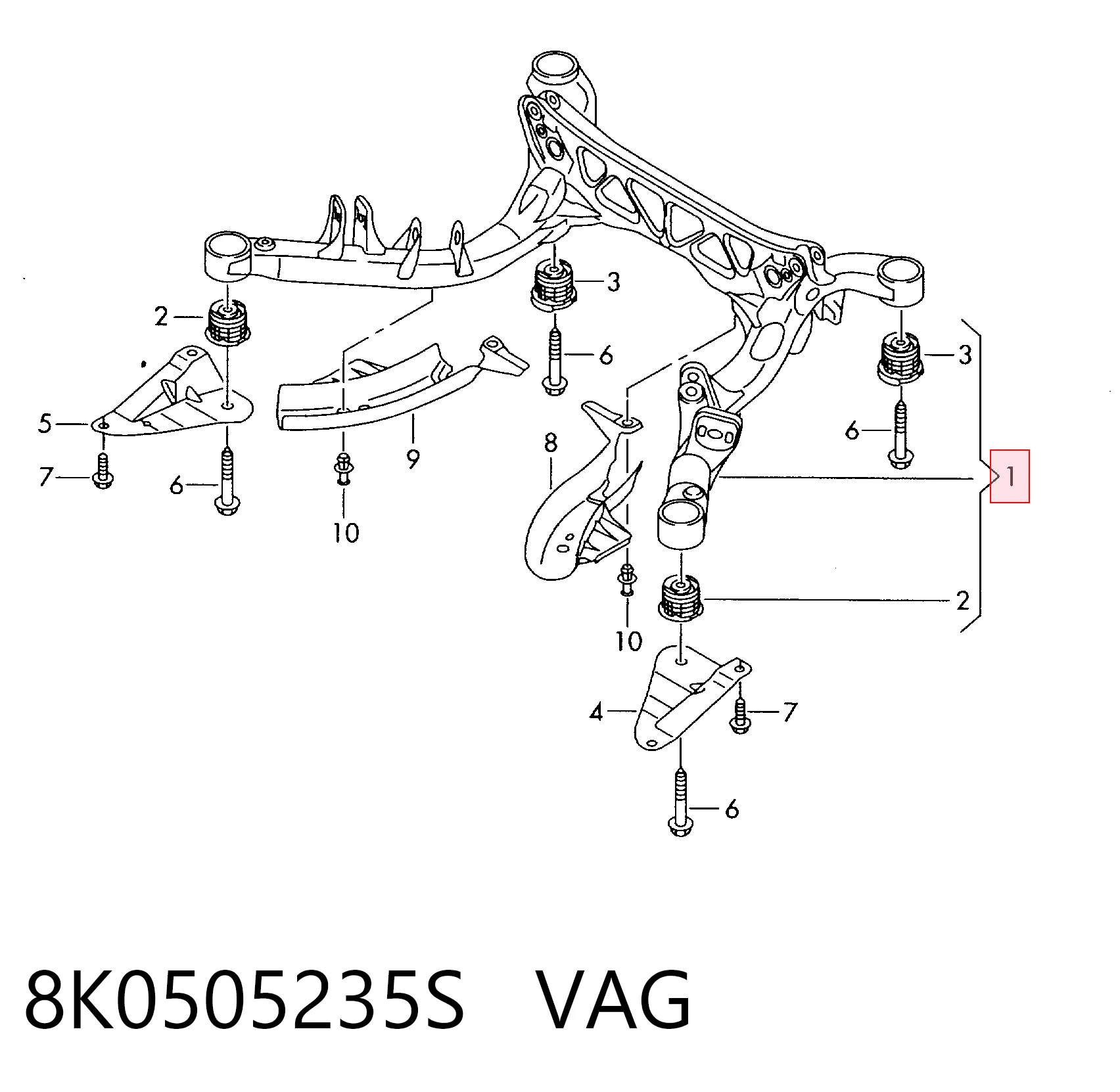Comprar Subchasis trasero soporte motor Audi A4  8K2 a bajo precio
