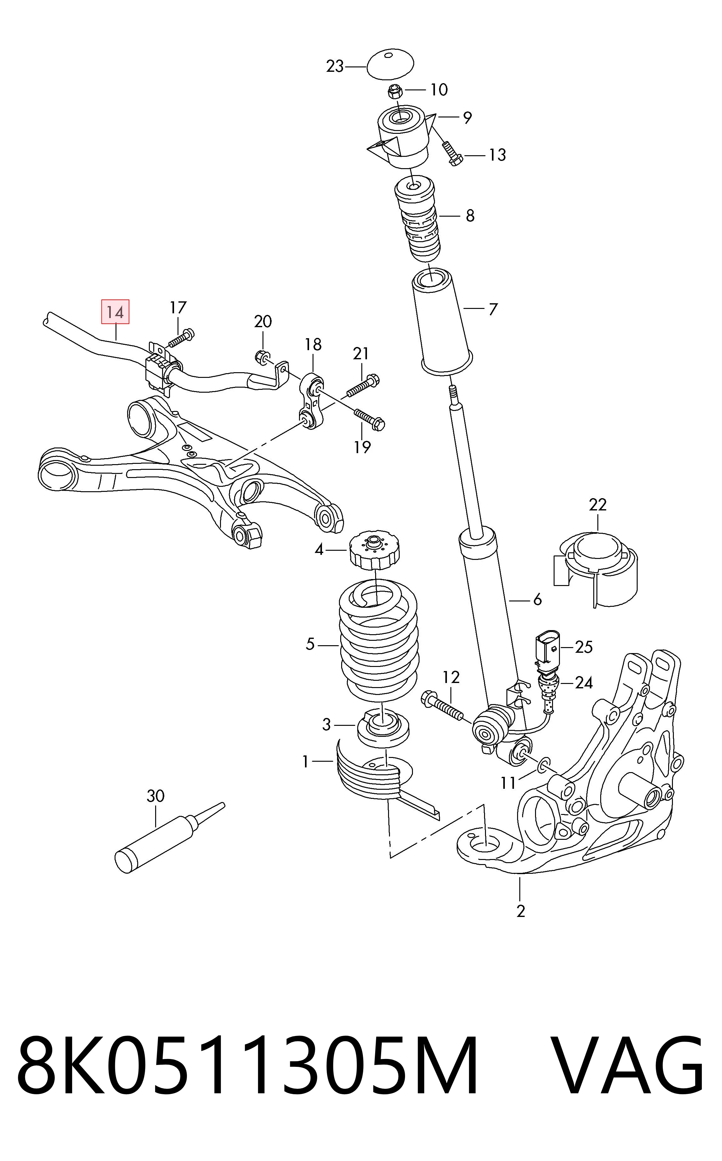 Barra estabilizadora de la suspensión trasero Audi A5 coupé (8T3) (2007 - 2017) precio, desde 98,74 EUR