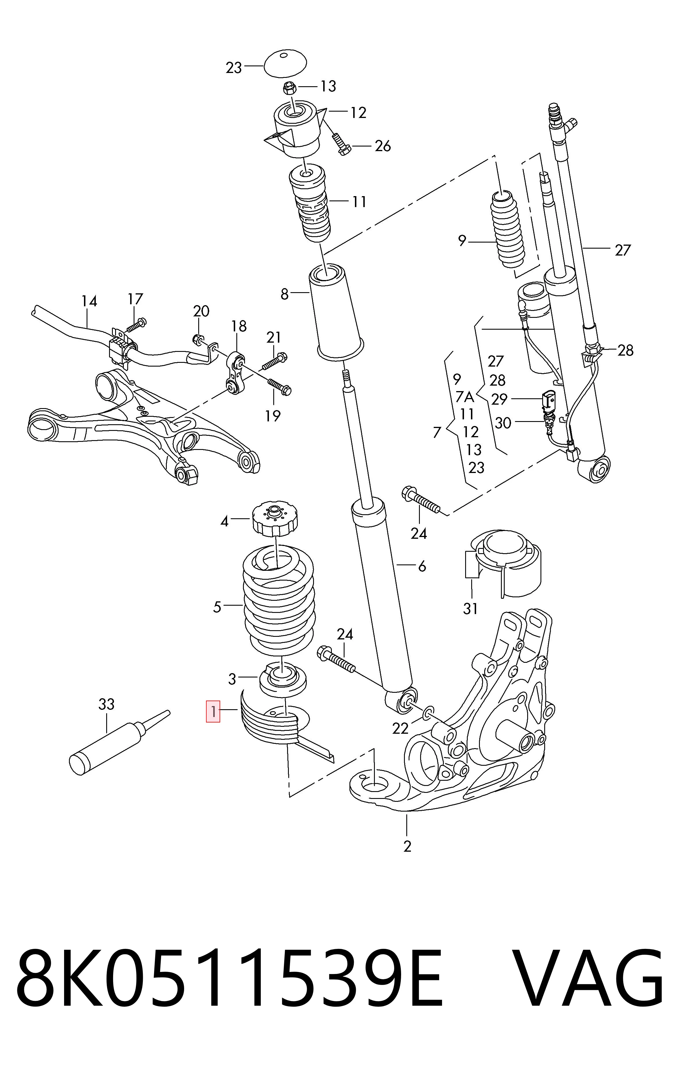 8K0511539E VAG Protector del amortiguador trasero