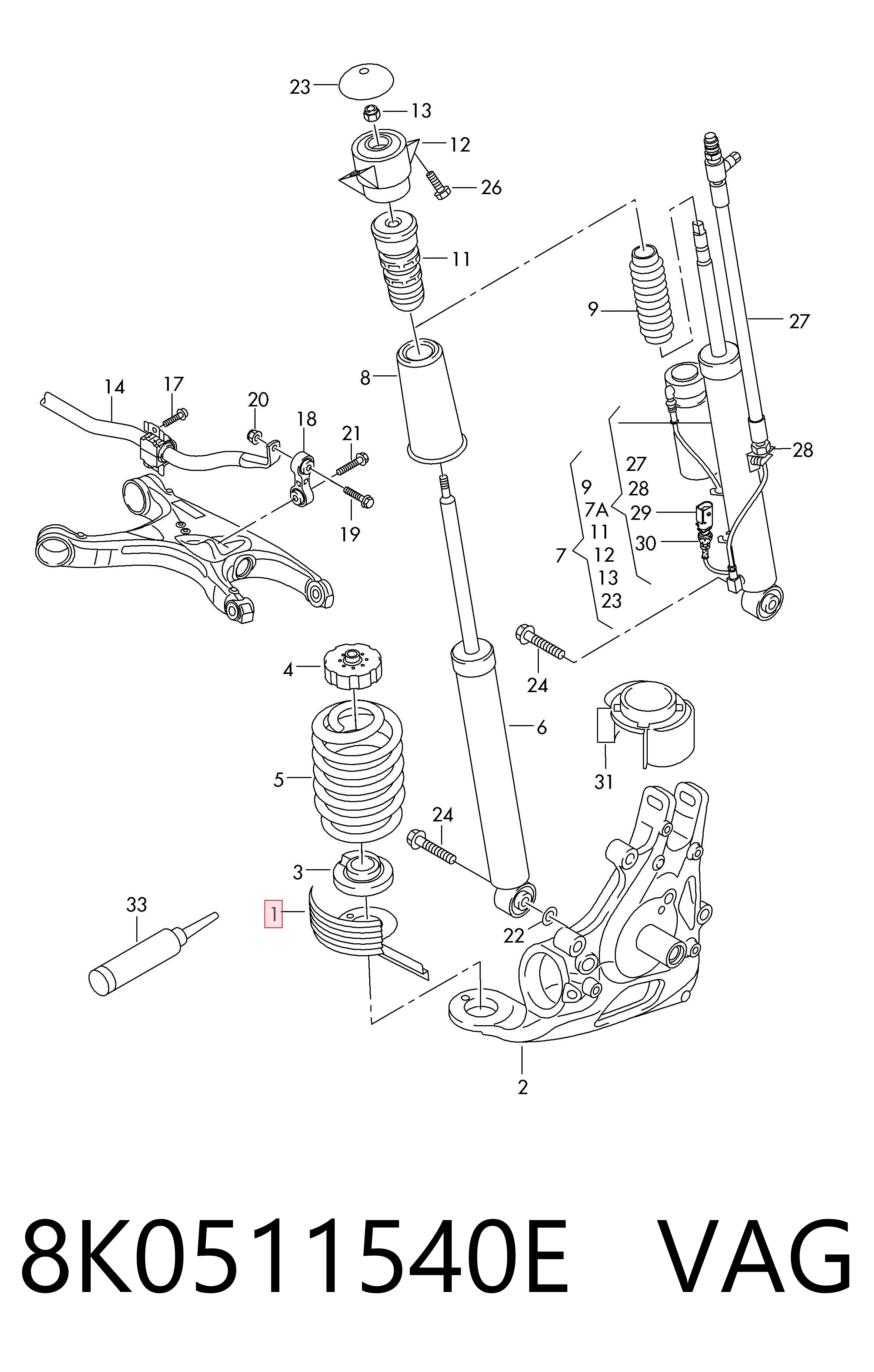 8K0511540E VAG Protector del amortiguador trasero