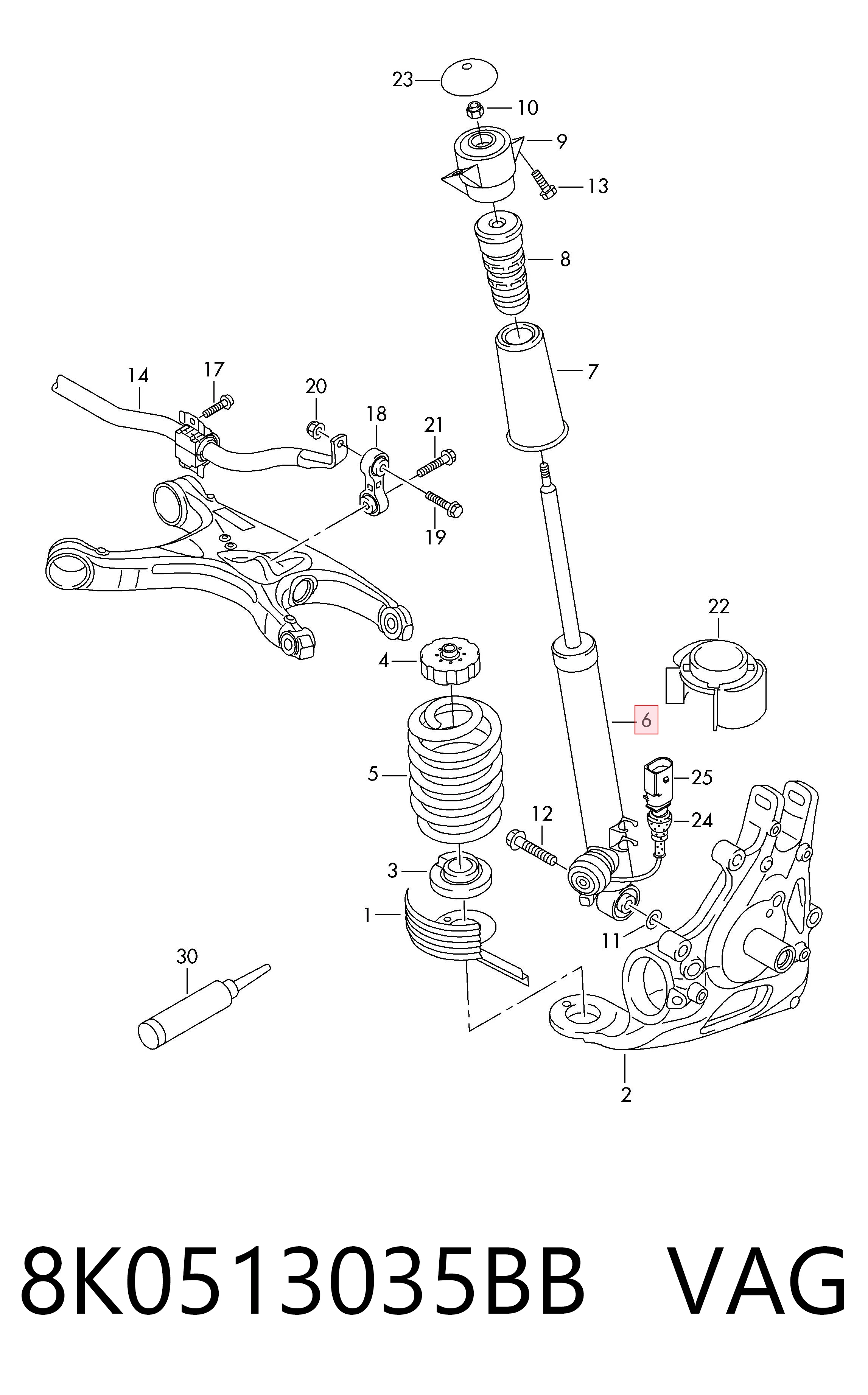 8K0513035BB VAG Amortiguadores posteriores