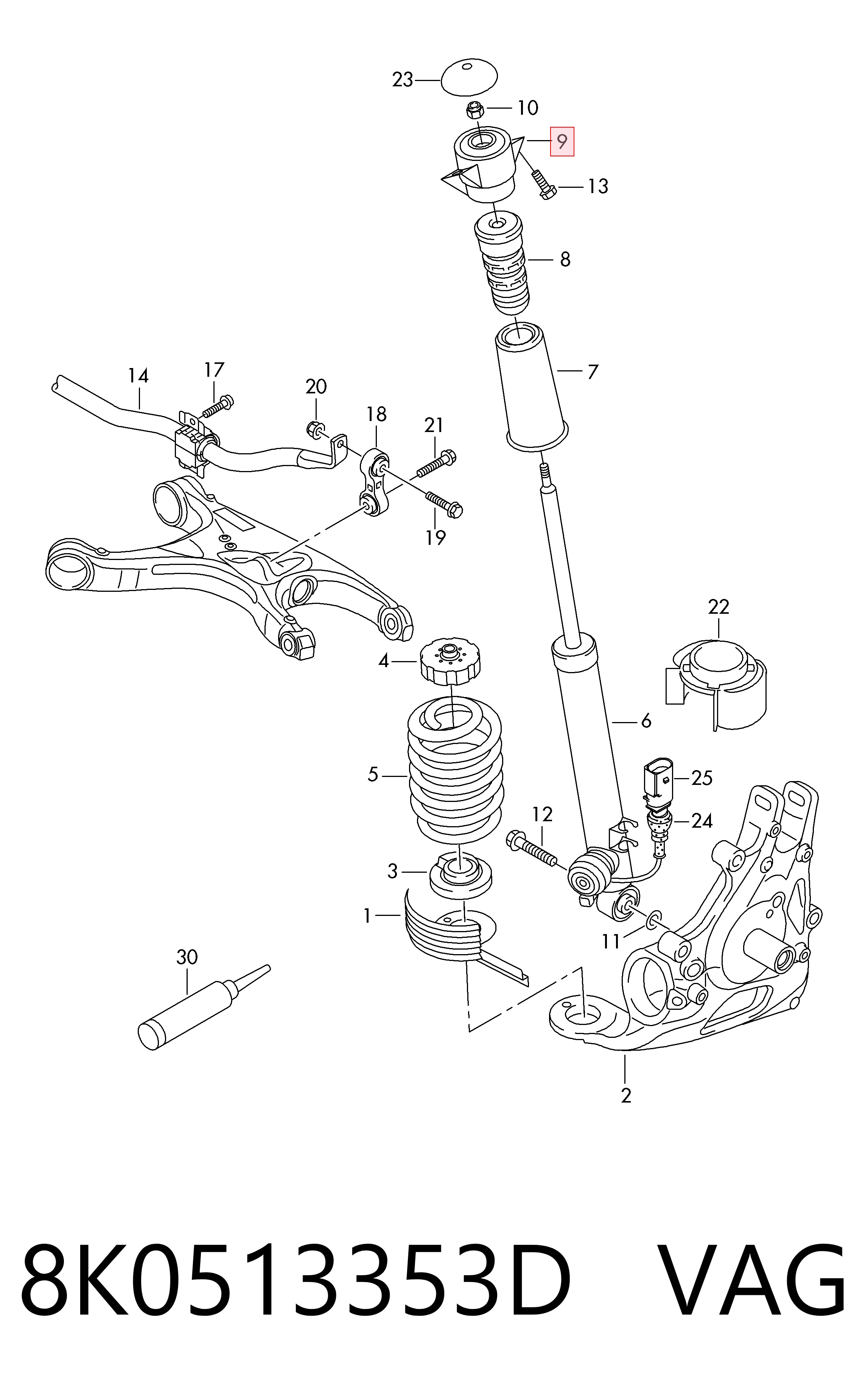 Copelas trasero para Audi A4  (8K2)