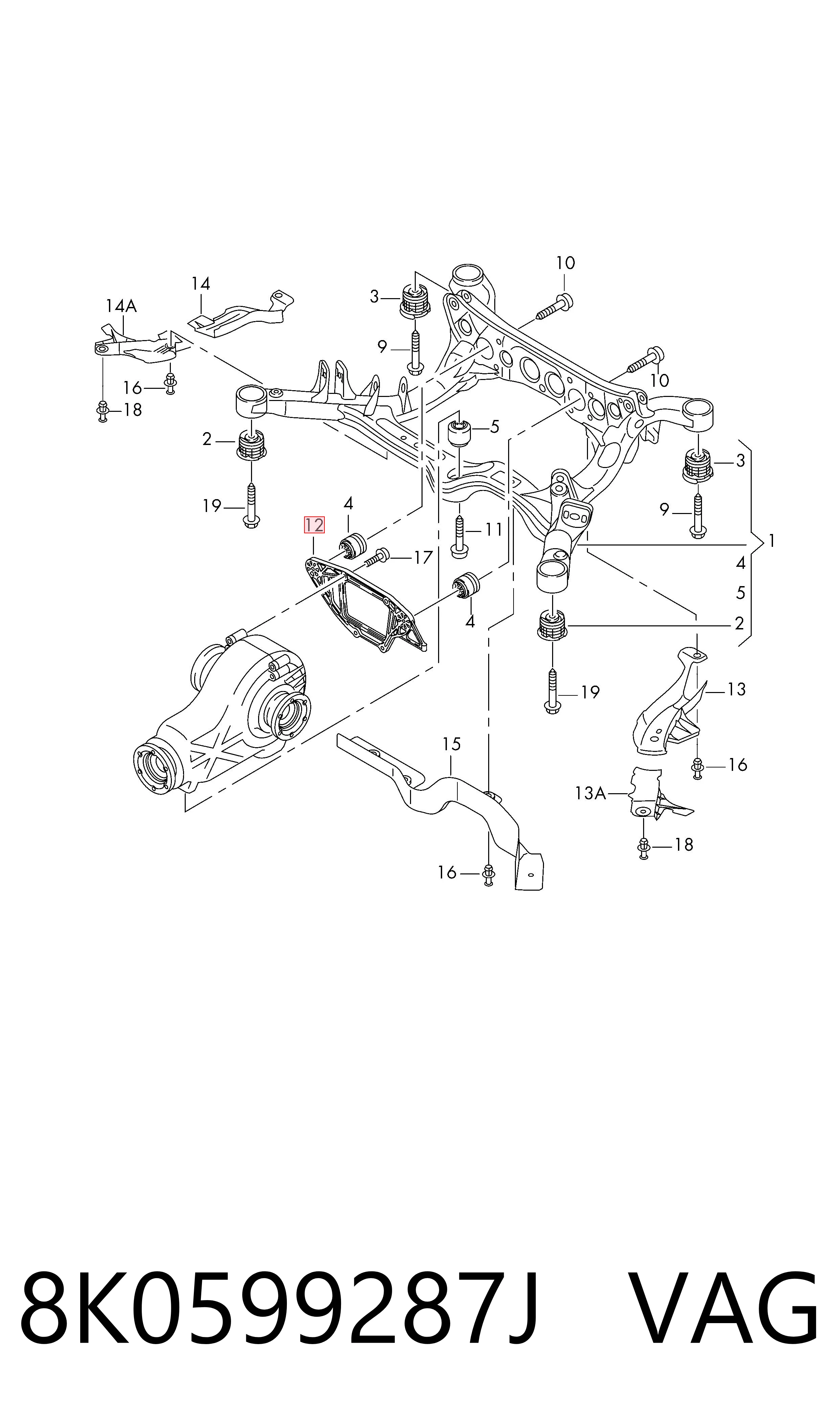 8K0599287J VAG Soporte delantero del diferencial trasero