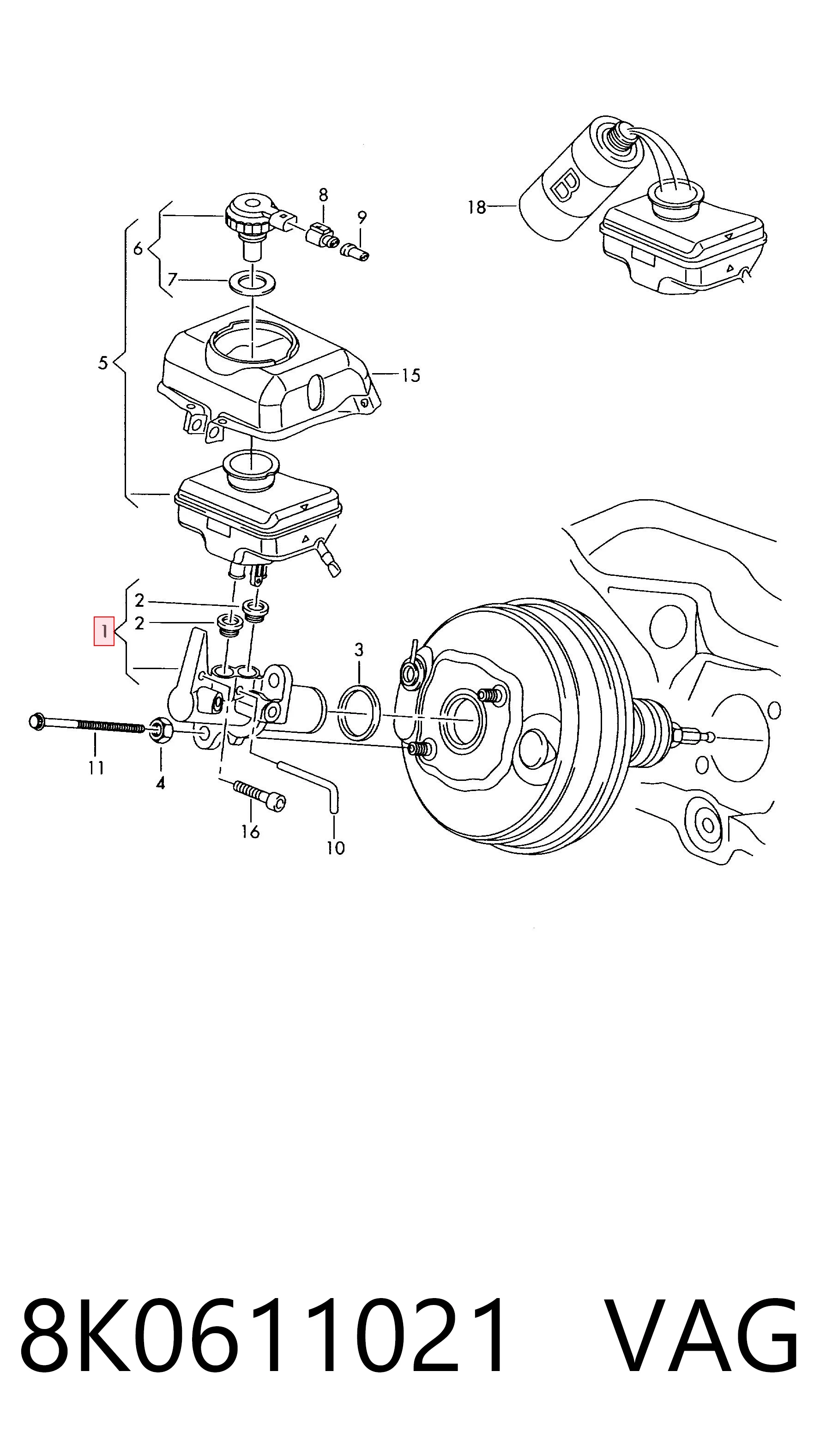 Cilindro principal de freno para Audi A4  (8K5)