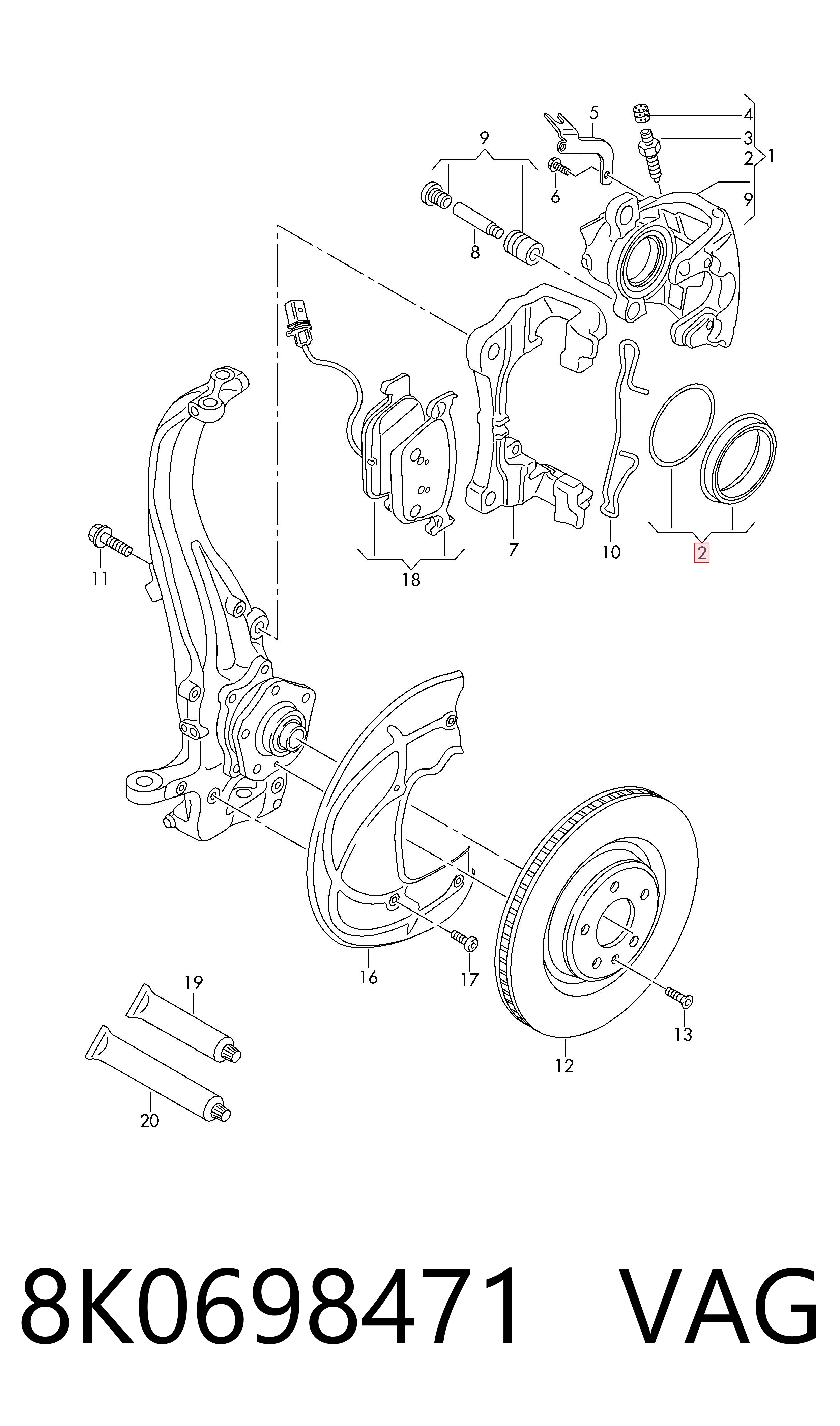 Comprar 8K0698471 VAG Kit de reparación de pinzas de freno