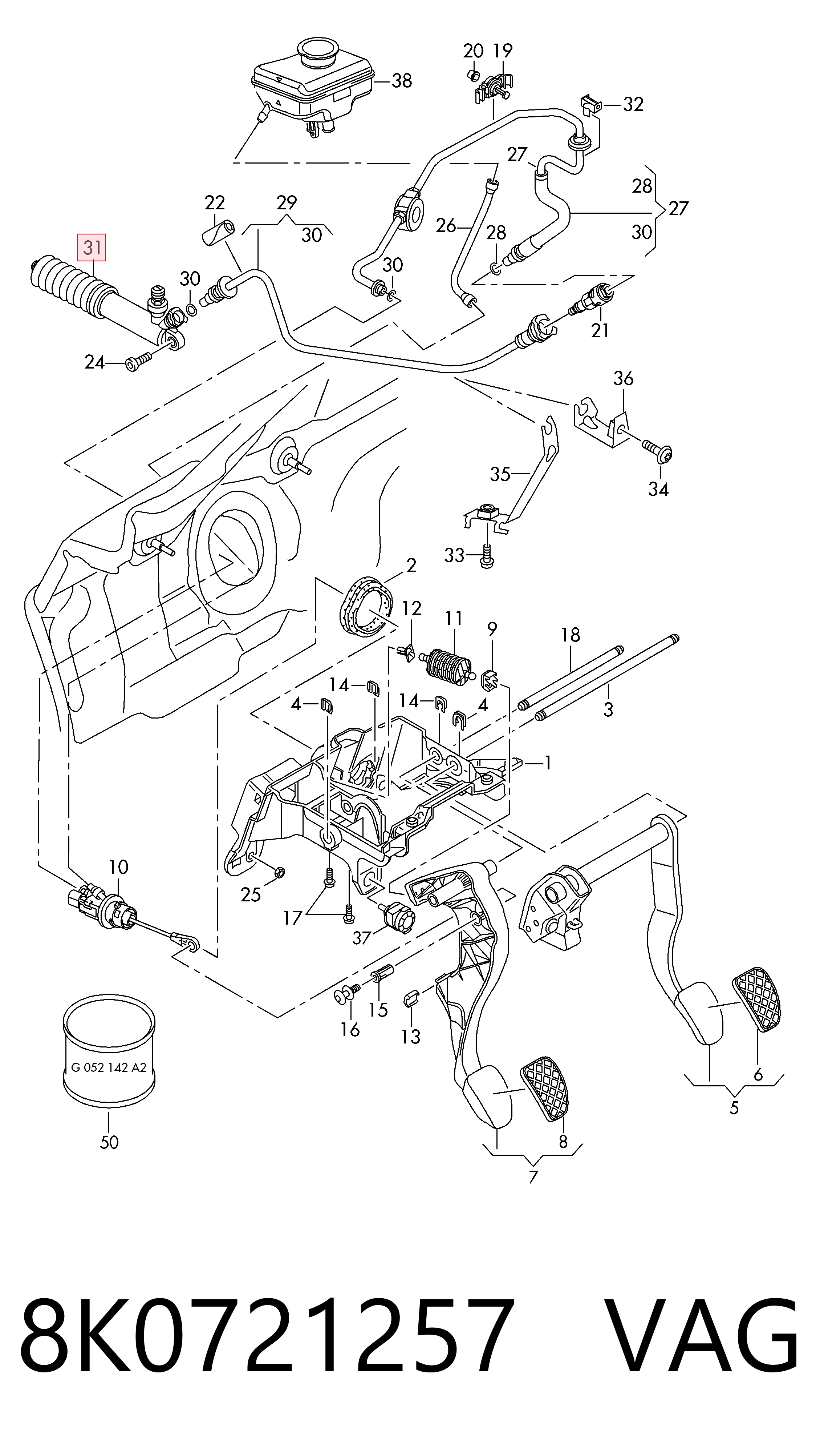Cilindro receptor embrague para Audi A4  (8K5)