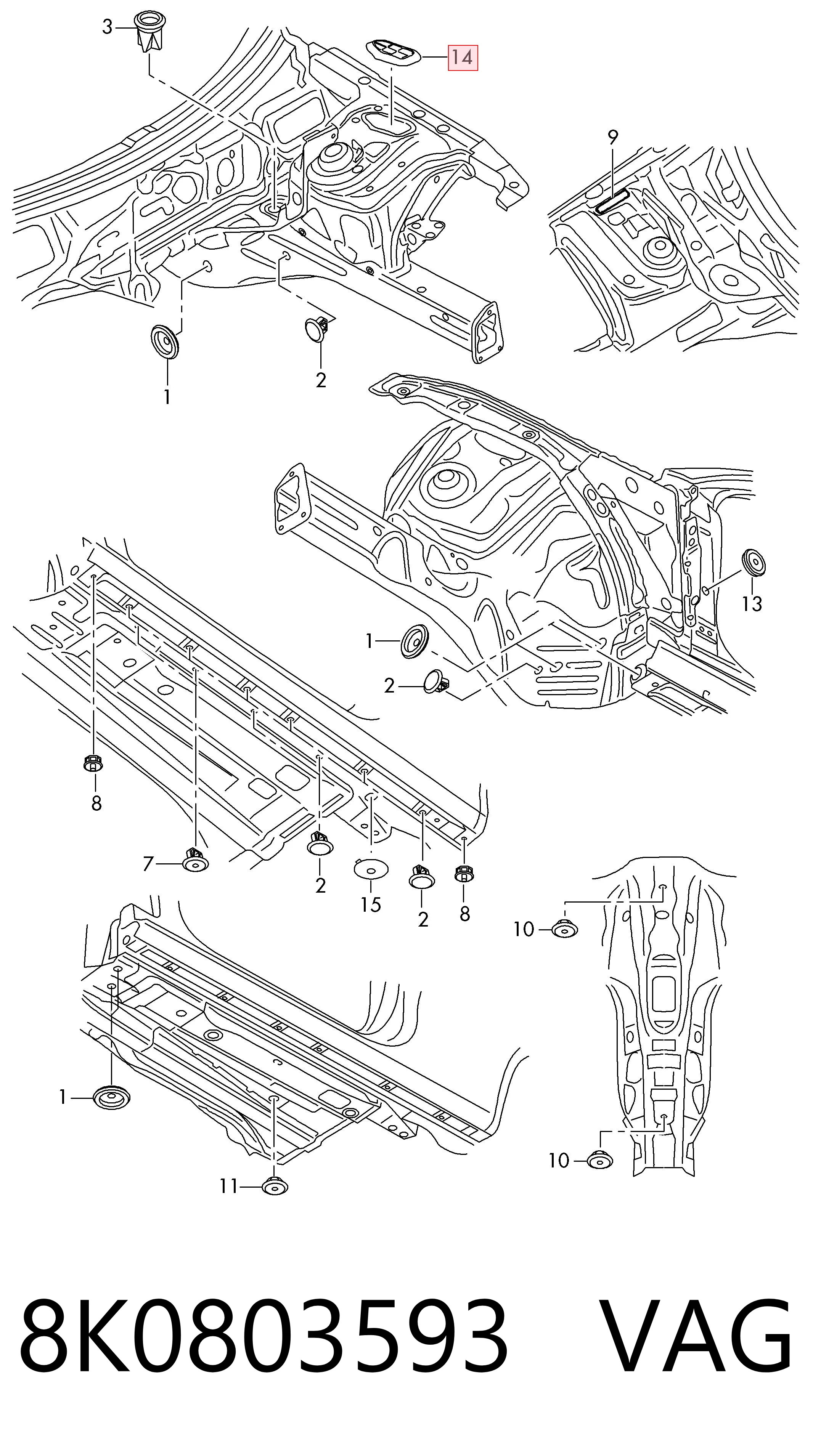 8K0803593 VAG Cubre motor