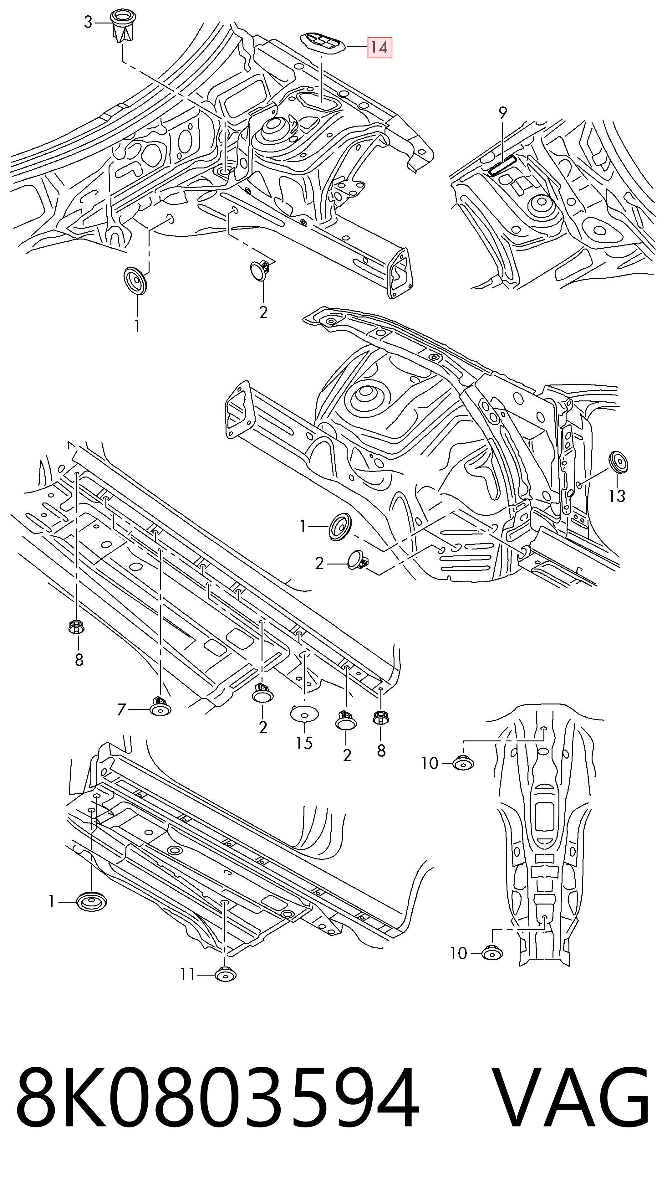 8K0803594 VAG Cubre motor