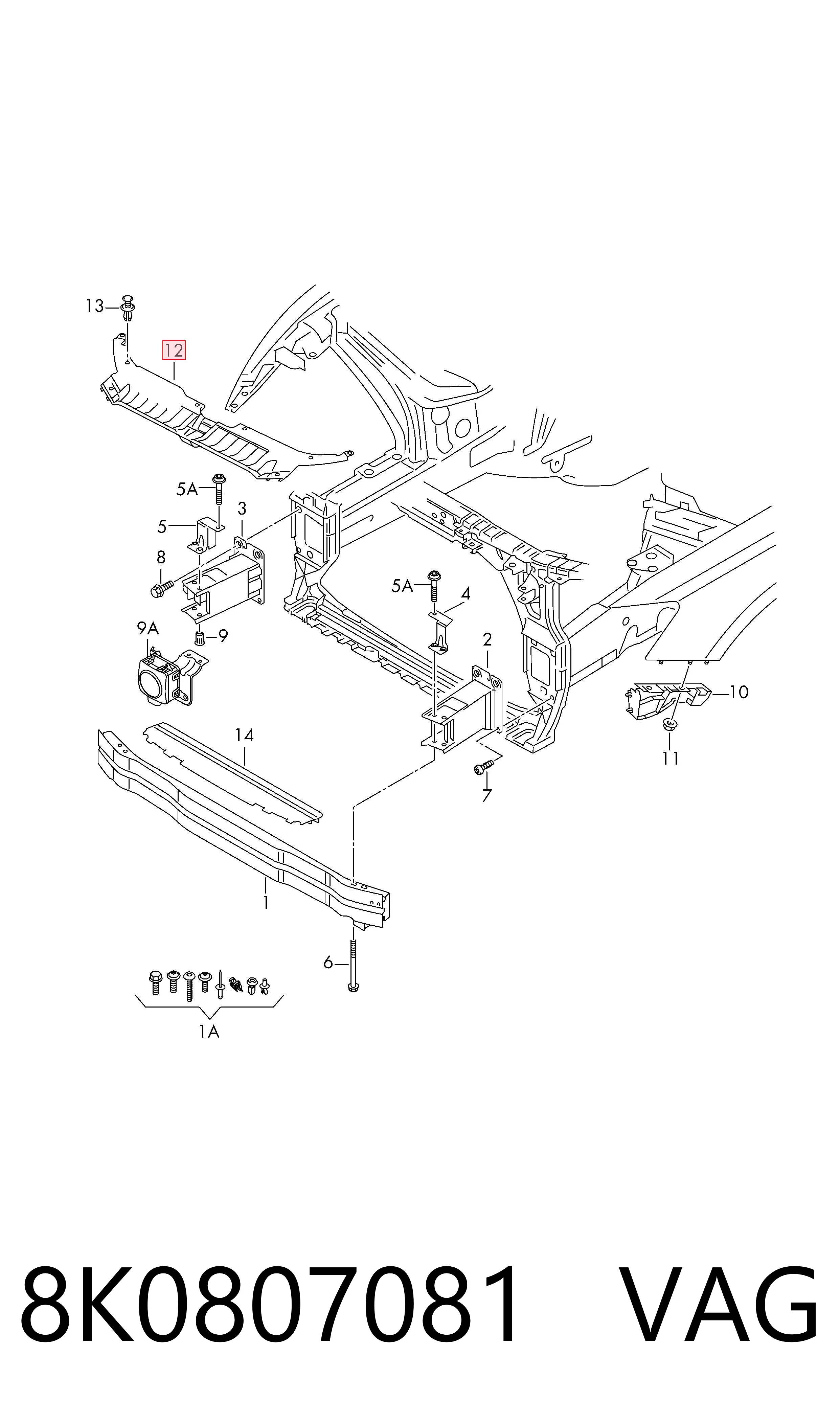 30807384 AND Cubierta superior del panel frontal (soporte del radiador)