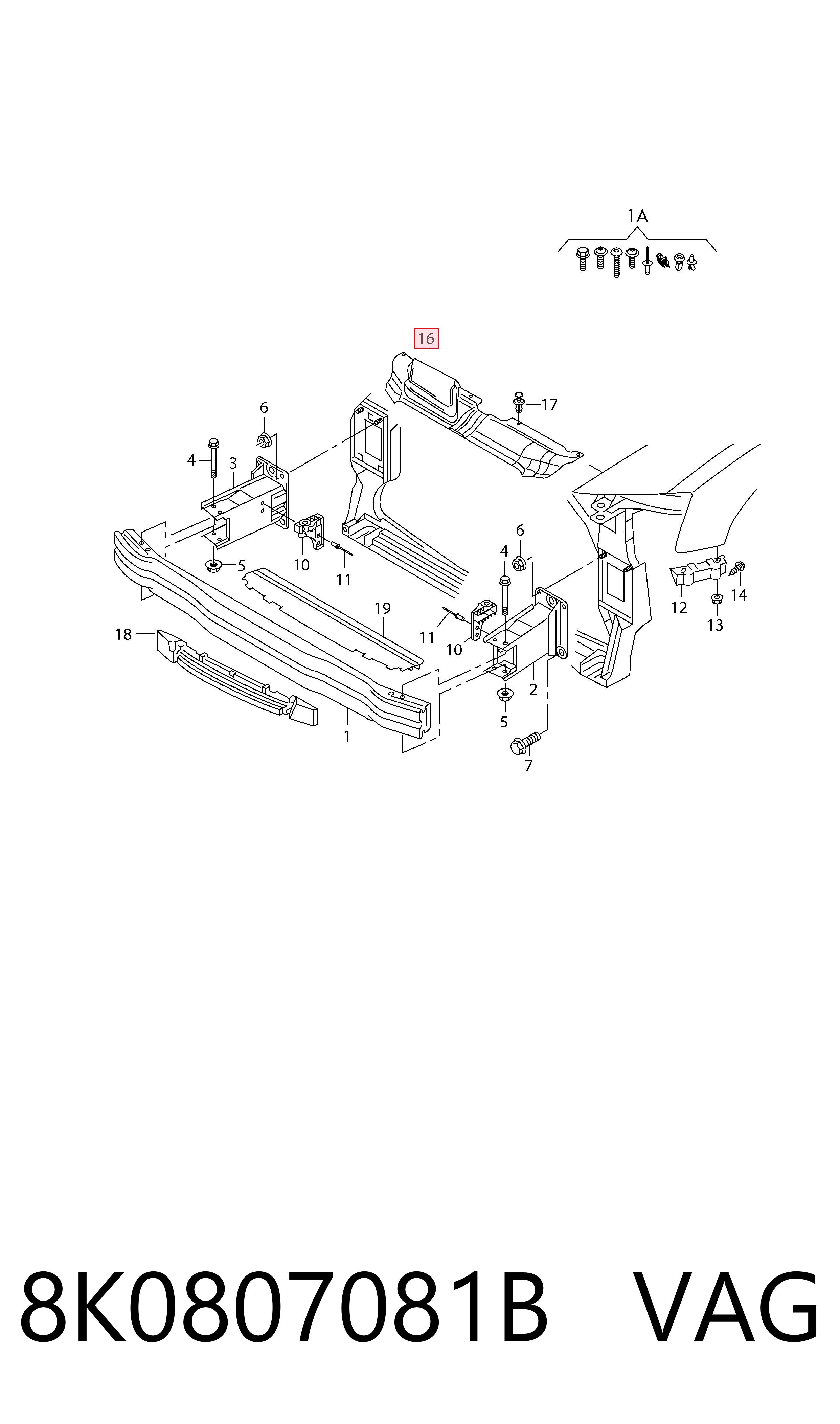 Comprar 8K0807081B VAG Cubierta superior del panel frontal (soporte del radiador)