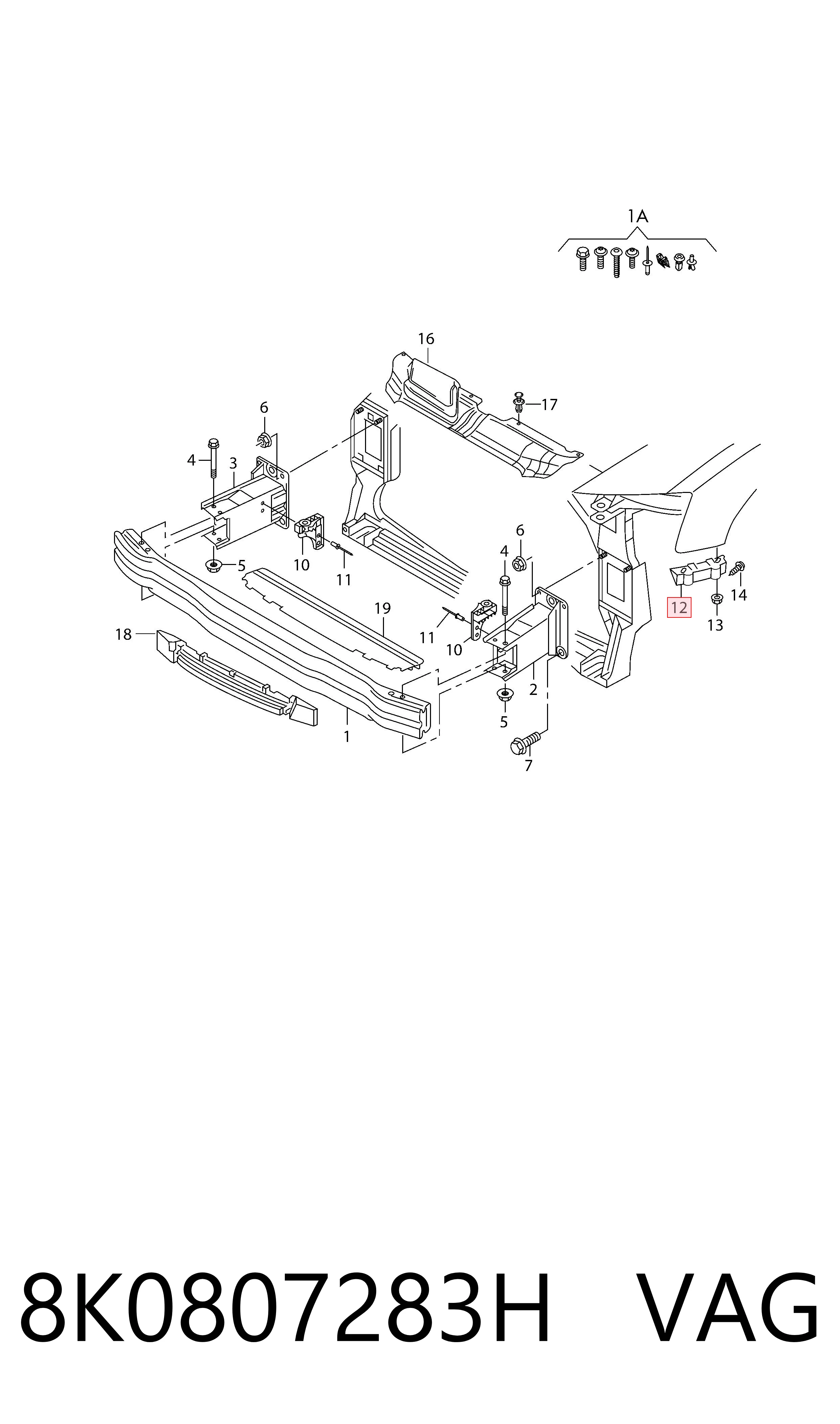 8K0807283H VAG Soporte de parachoques delantero izquierdo