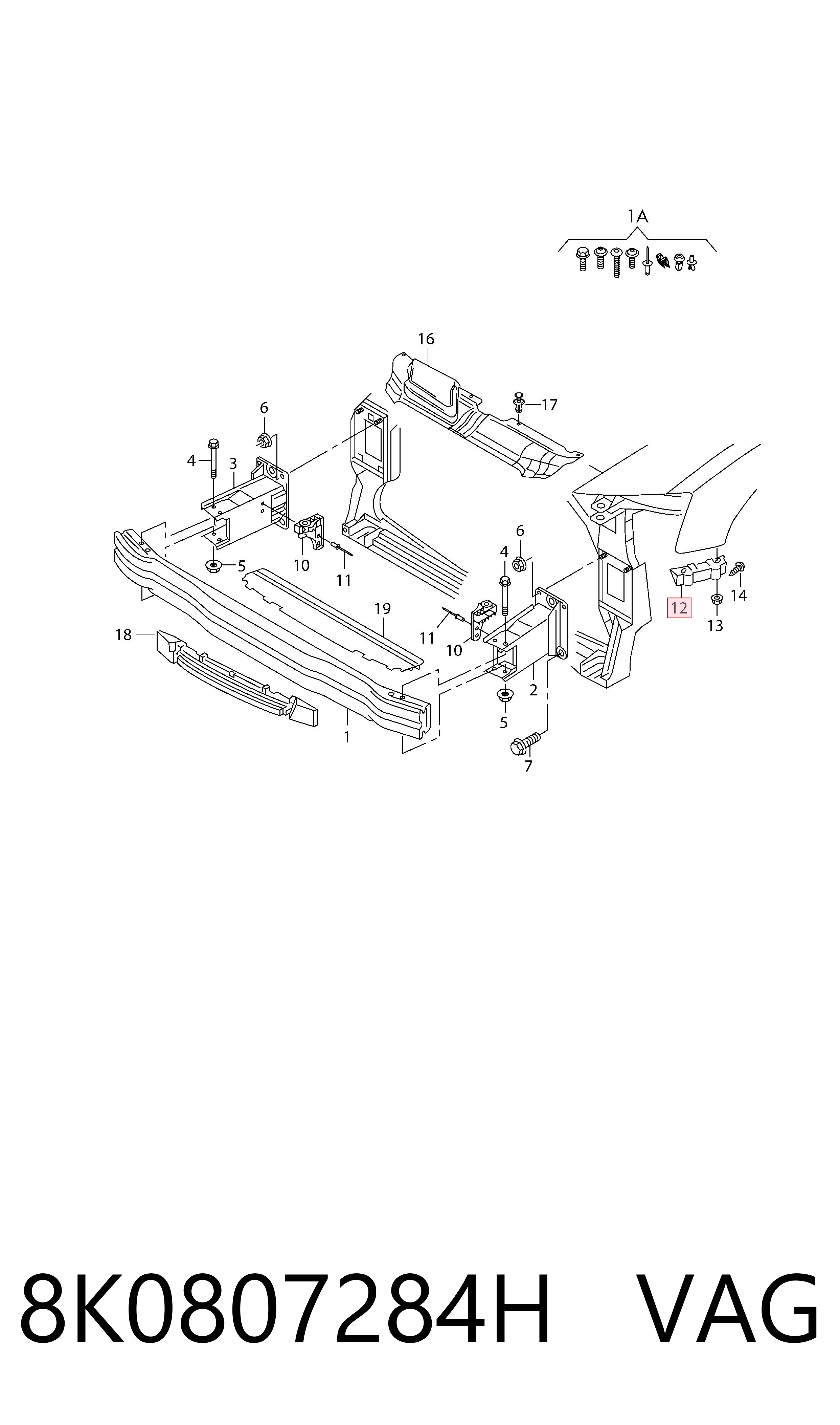 8K0807284H VAG Soporte de parachoques delantero derecho