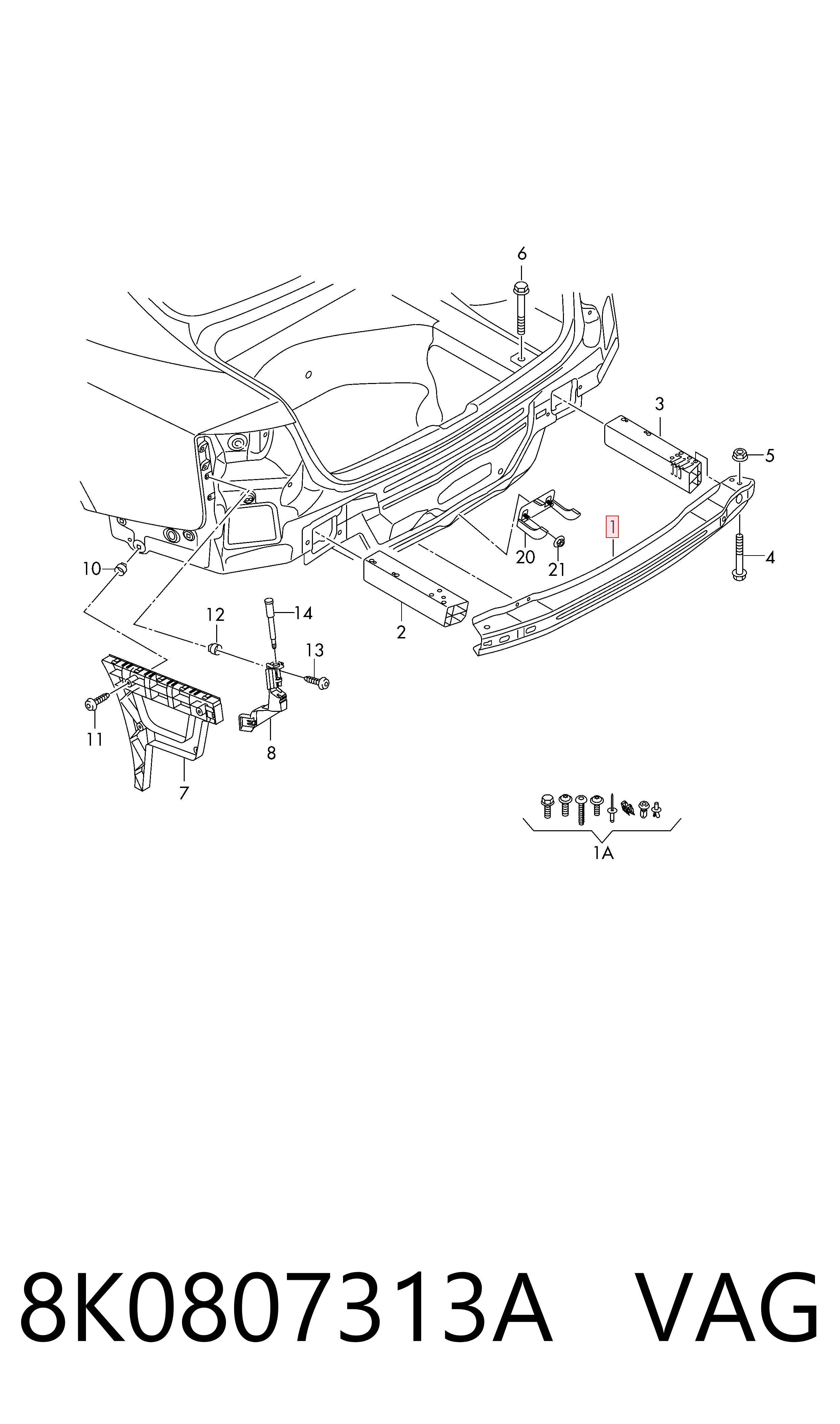 Refuerzo parachoques trasero para Audi A4 B8 8K2
