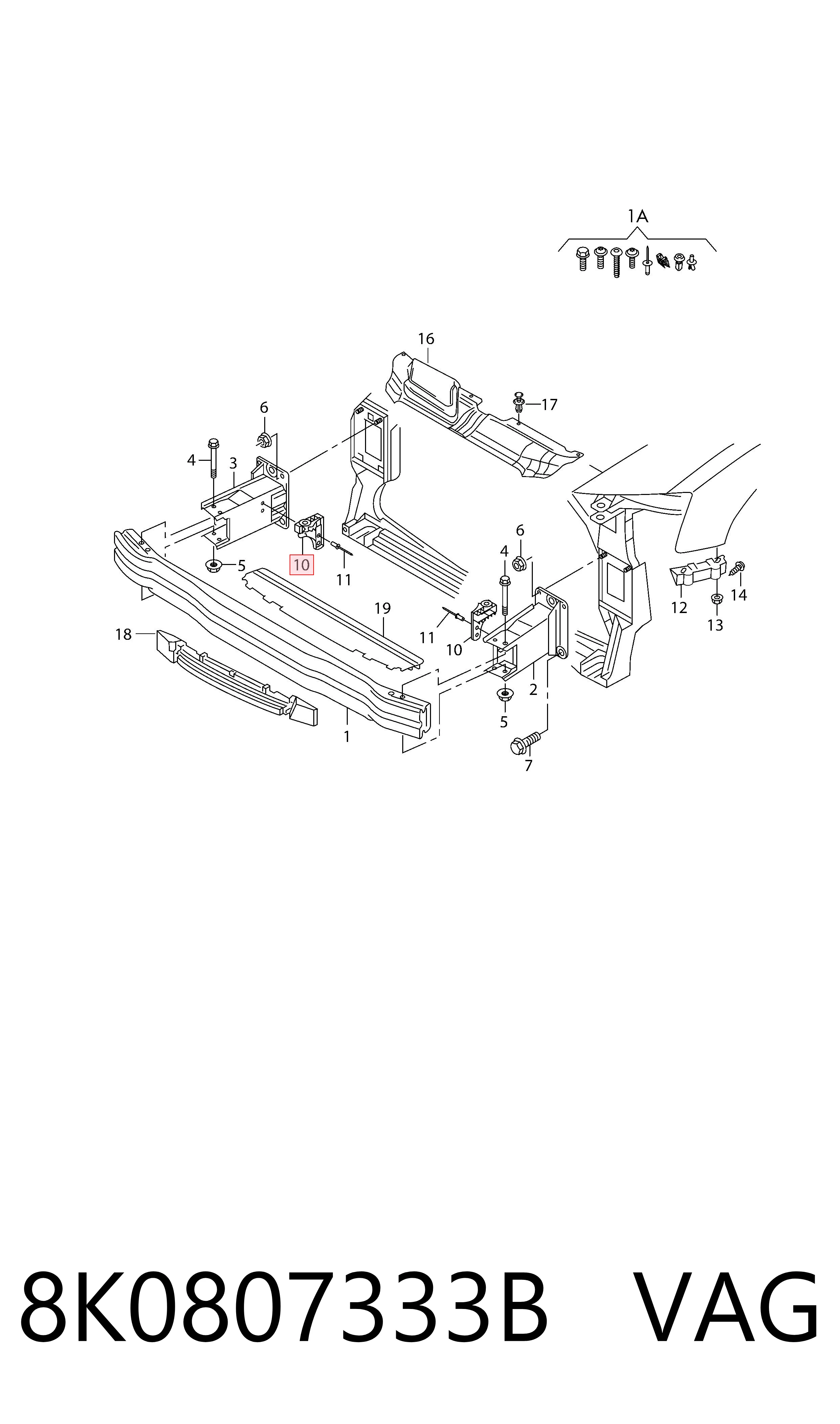 Comprar 8K0807333B VAG Soporte del refuerzo del parachoques delantero
