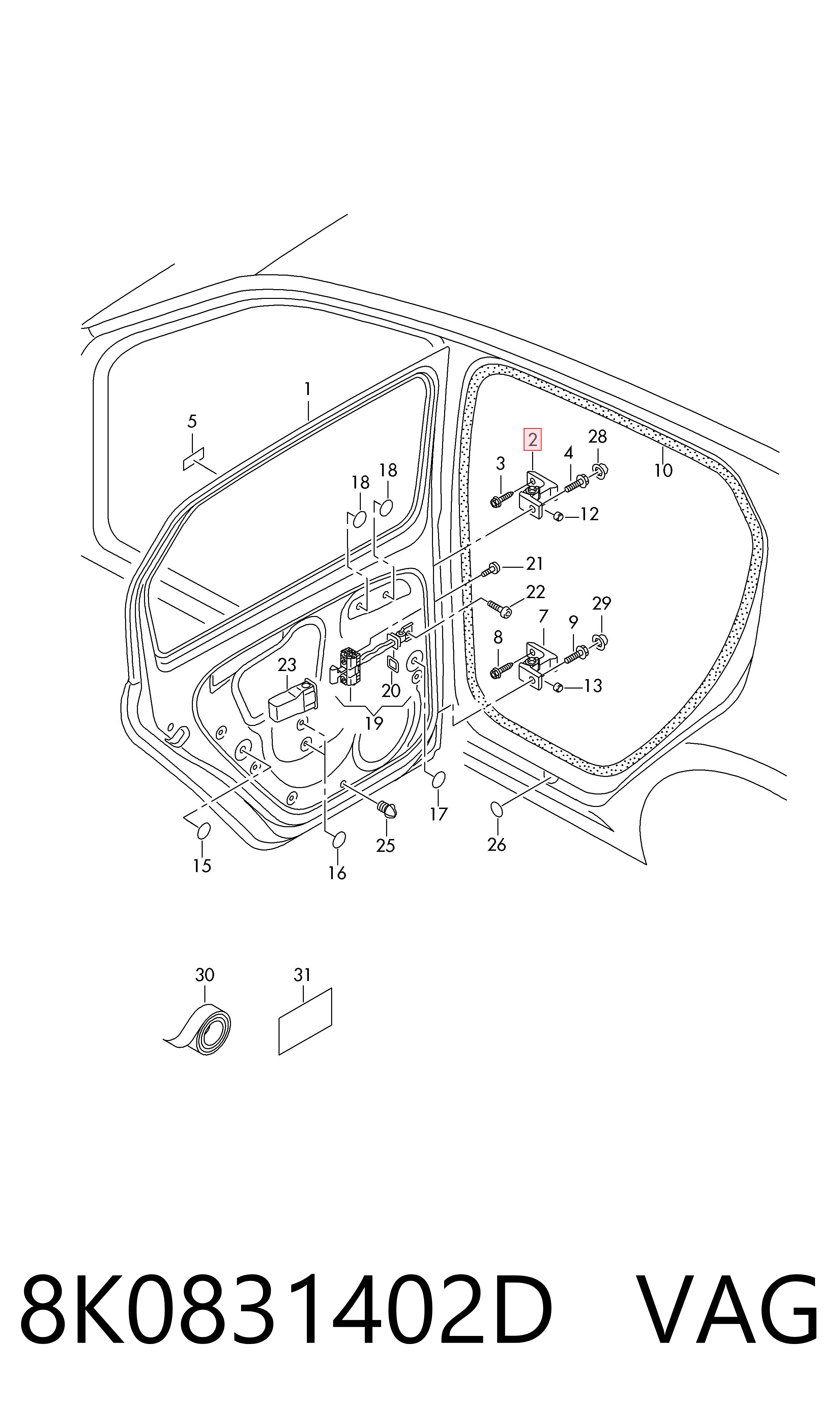 8K0831402D VAG Bisagra de la puerta trasera derecha