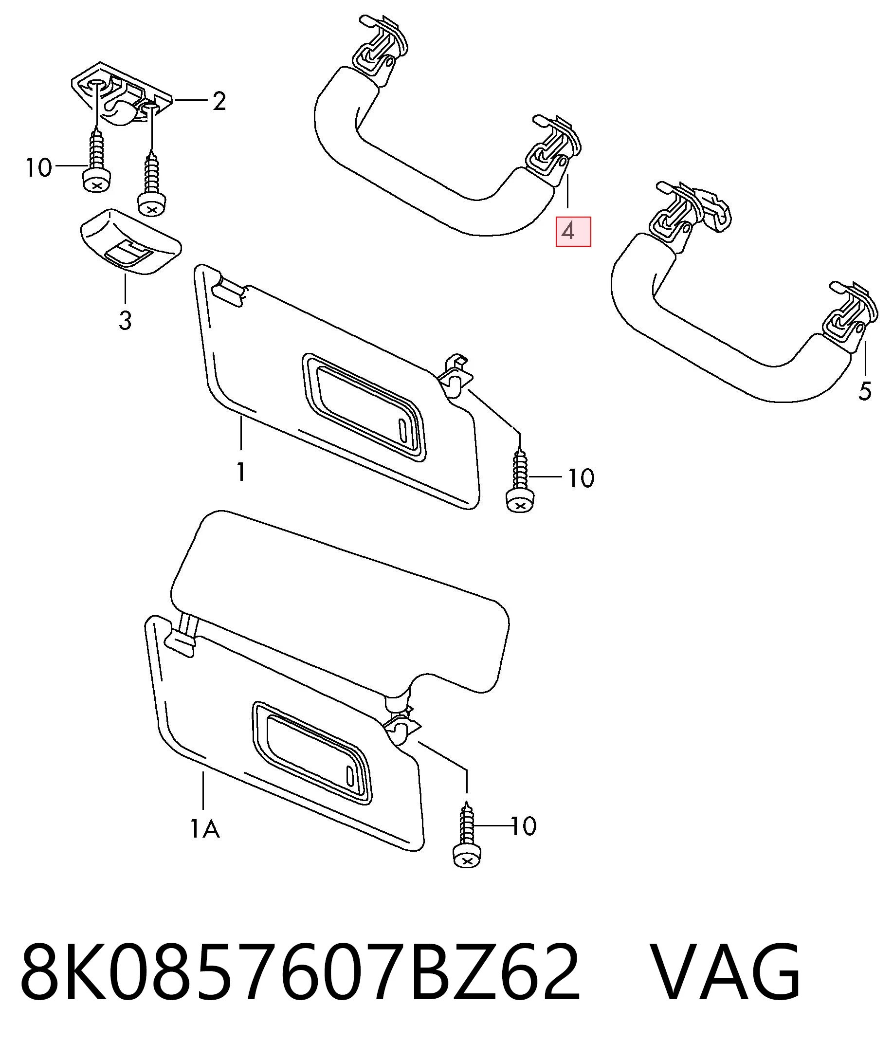 8K0857607BZ62 VAG Asa de techo