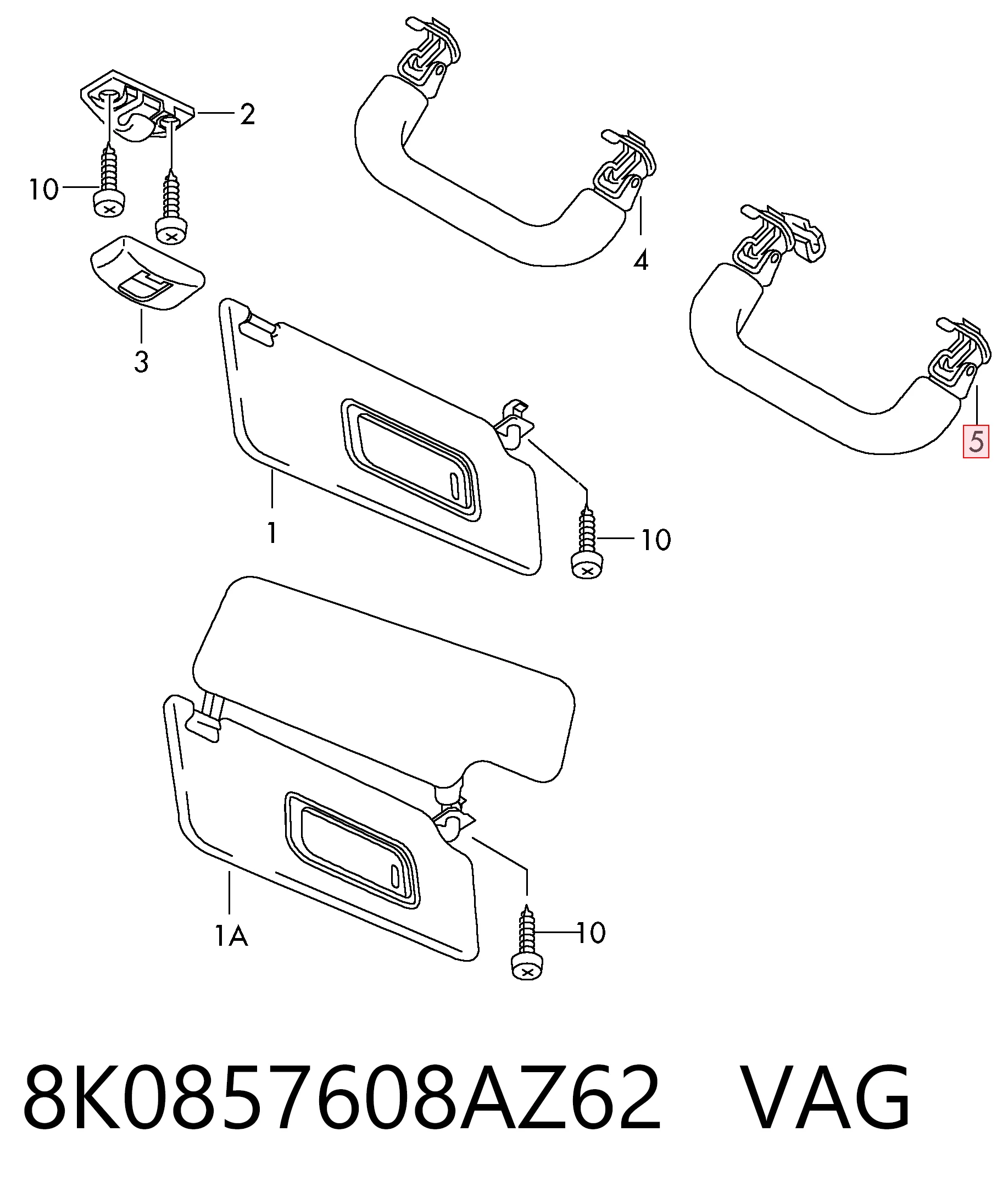 8K0857608AZ62 VAG Asa de techo