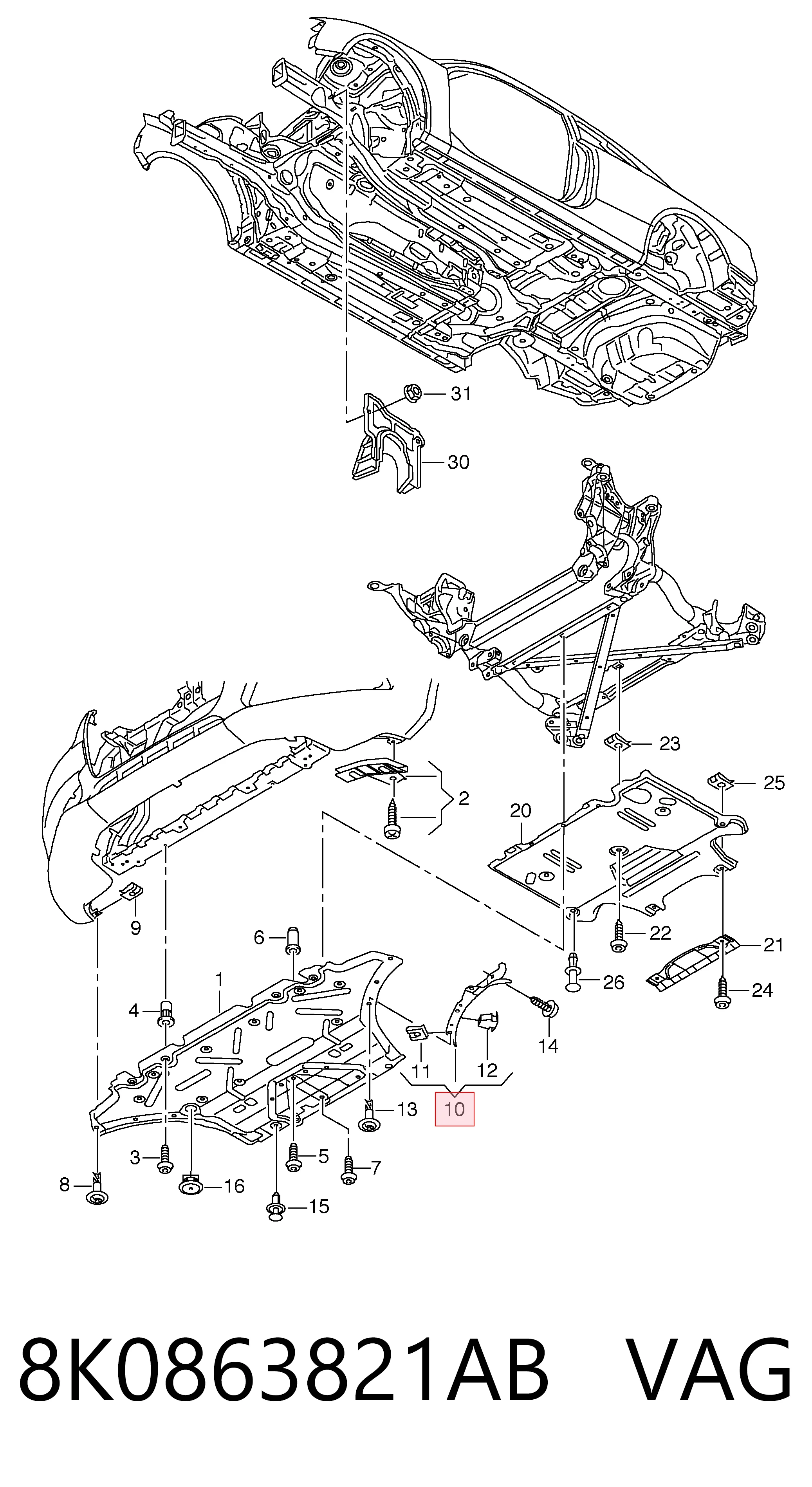 8K0863821AB VAG Protector paragolpes