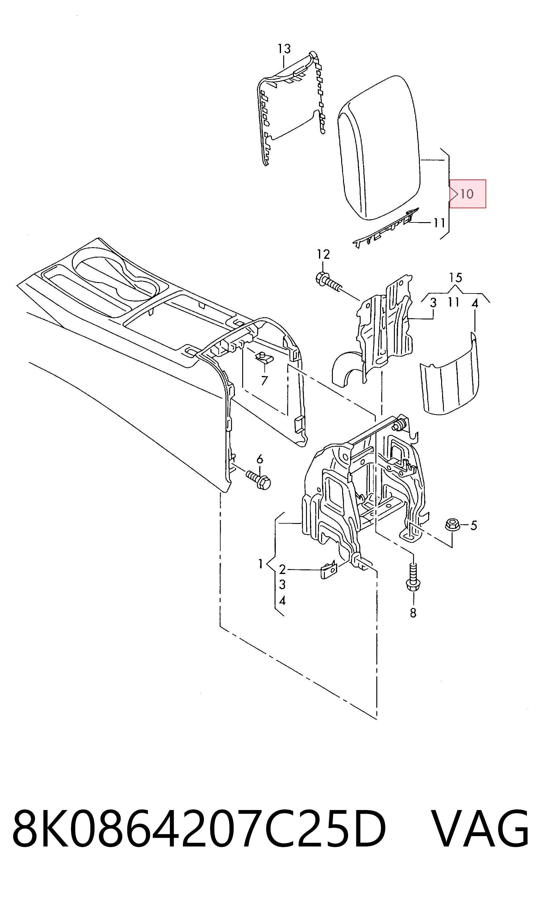 Comprar Apoyabrazos de la consola central Audi A4 8K2 a bajo precio