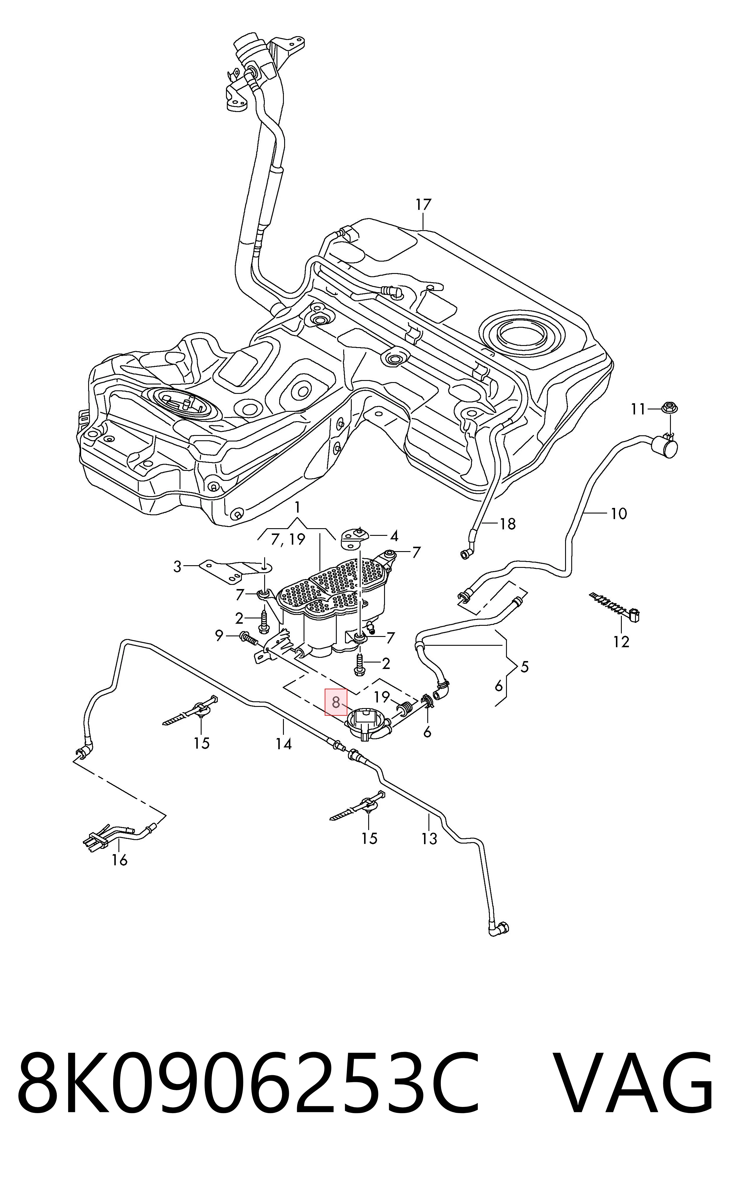 Valvula de purga del canister para Audi A4 B8 8K2